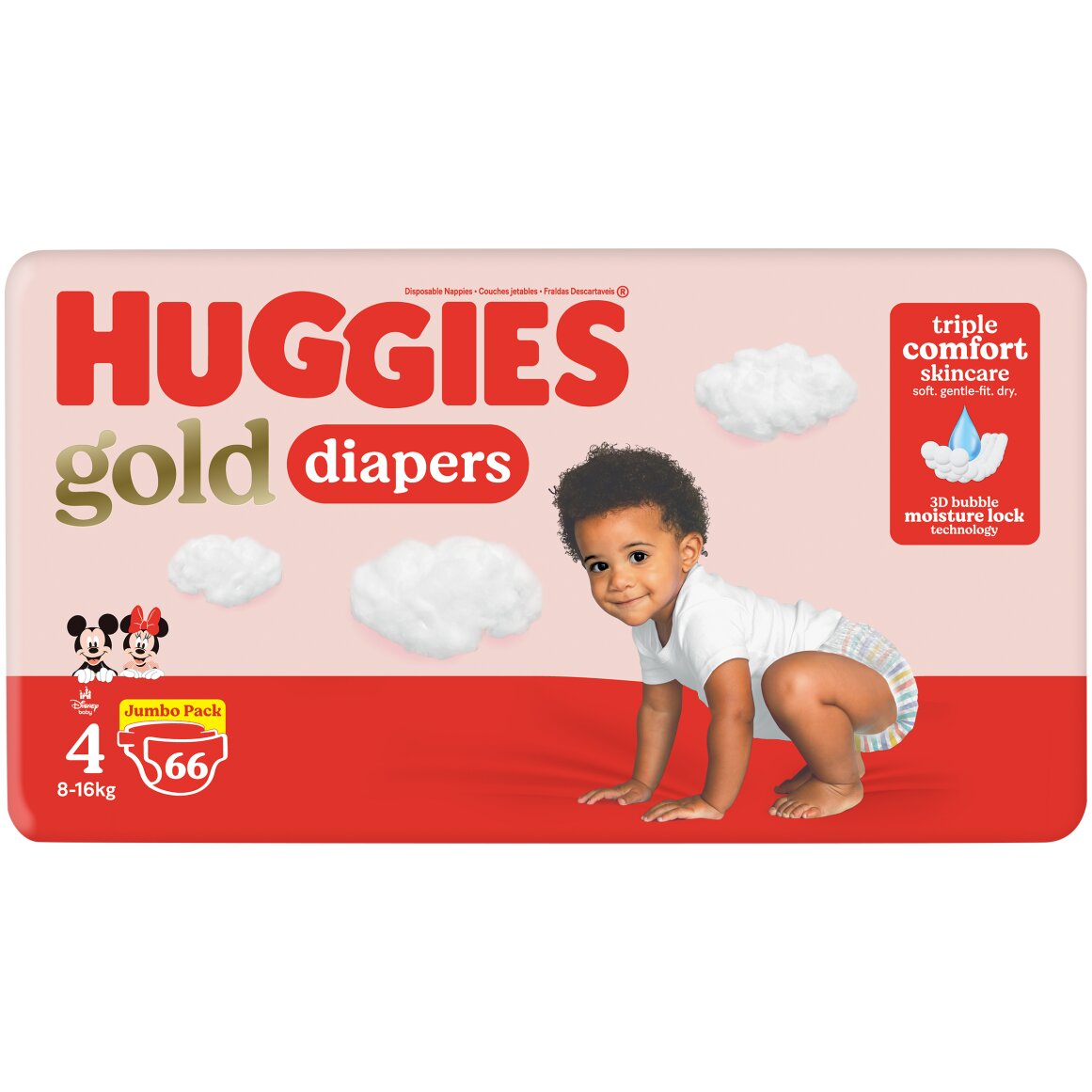 Huggies Gold No 4 (8 - 14 kg) Nappies 66 pk