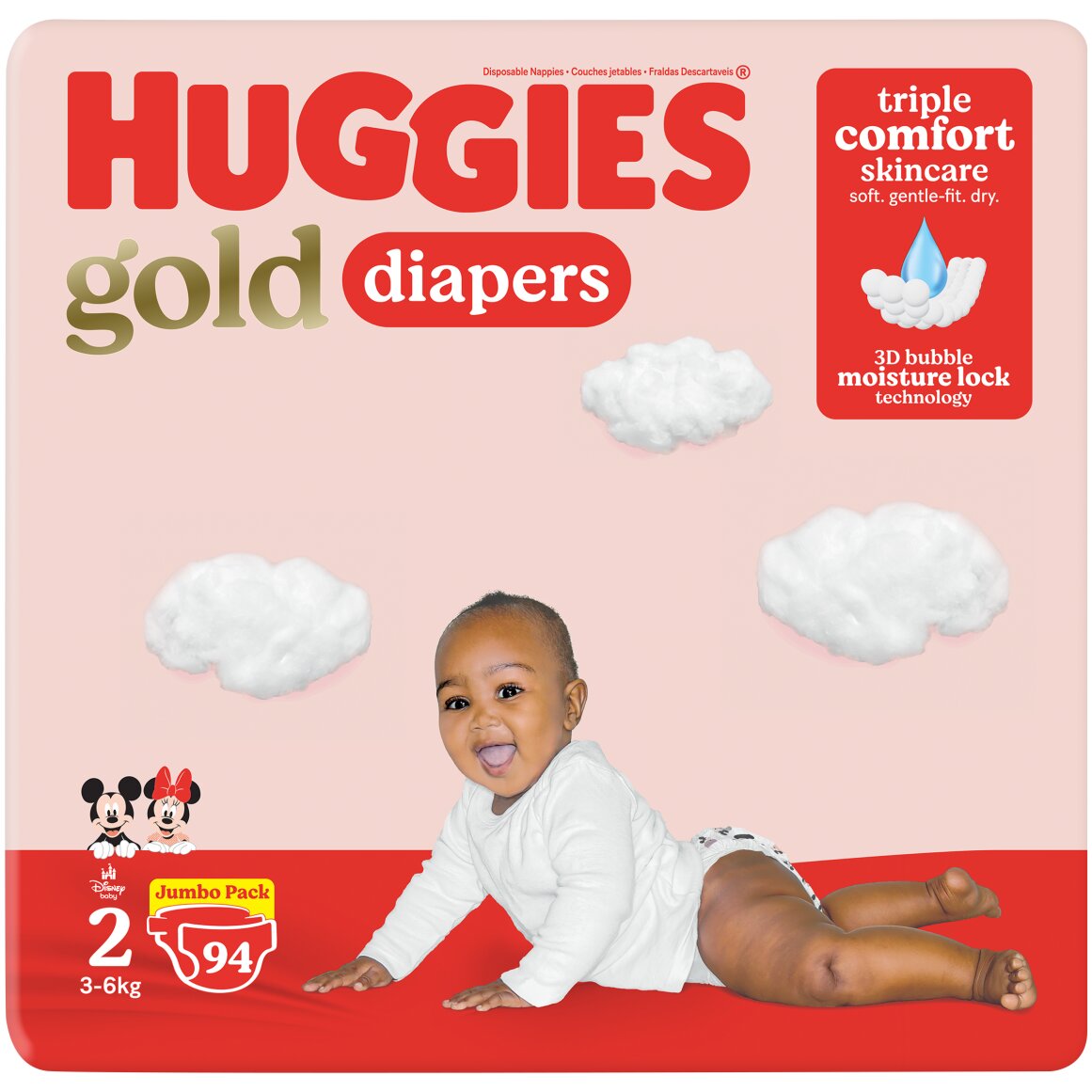 Huggies Gold Size 2 (5 - 7 kg) Nappies 94 pk
