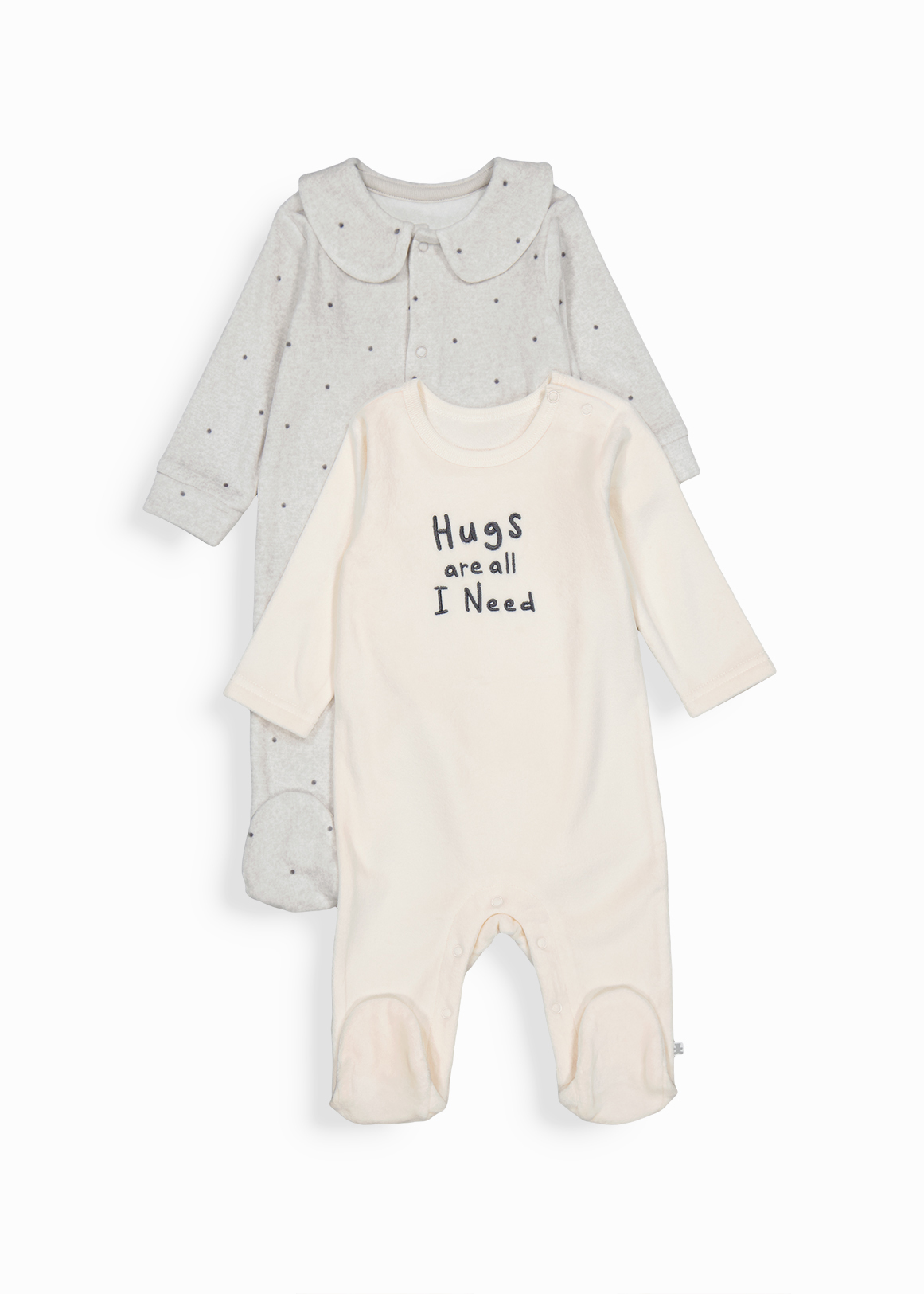 Hugs Are All I Need Stretch Fleece Sleepsuits 2 Pack | Woolworths.co.za