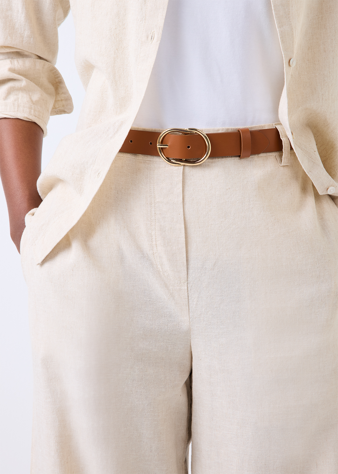 Infinity Buckle Faux Leather Belt