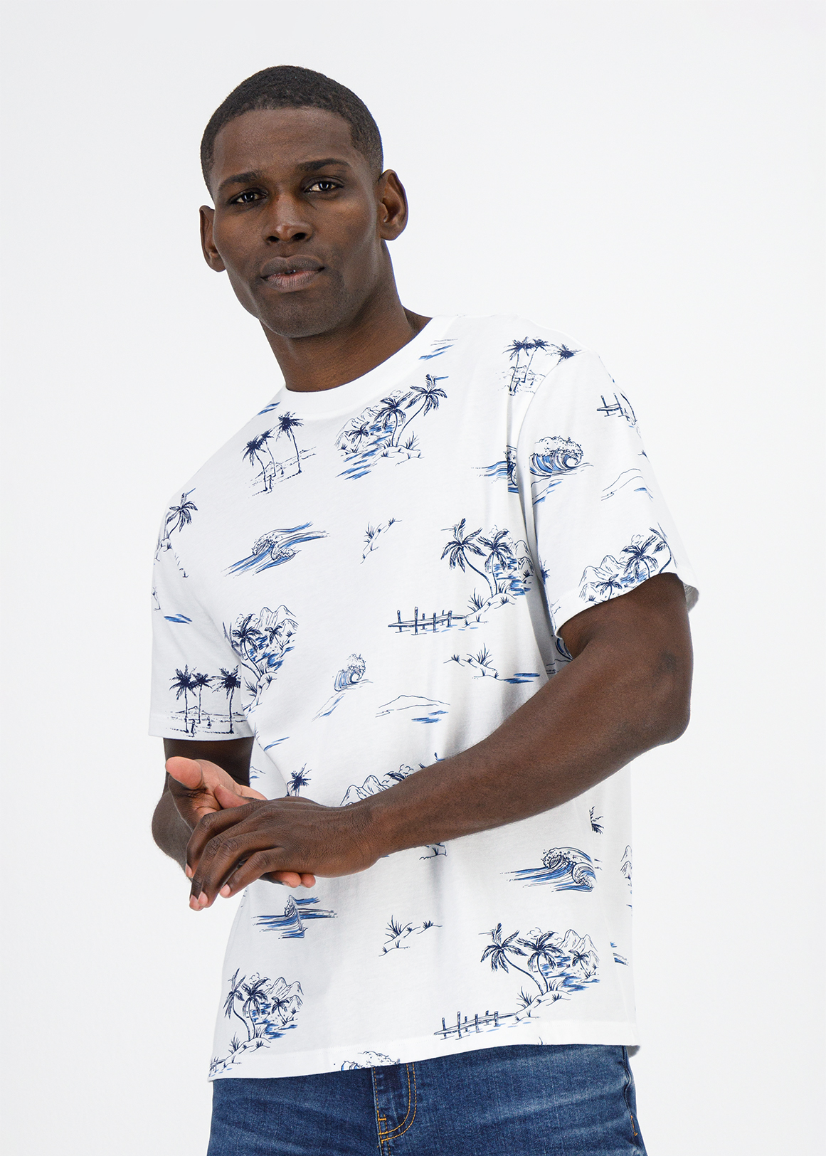 Island Print Slim Fit Cotton T-shirt | Woolworths.co.za