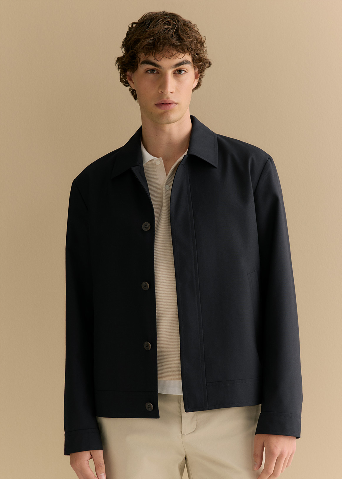 Italian Wool Button Front Jacket