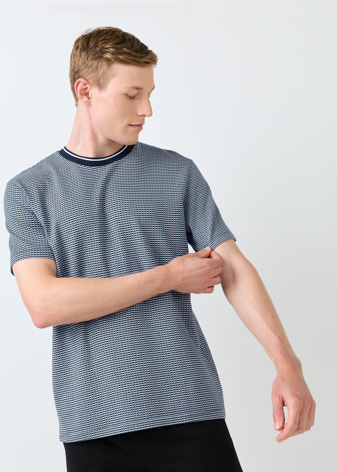 Jacquard Mercerised Cotton T-shirt