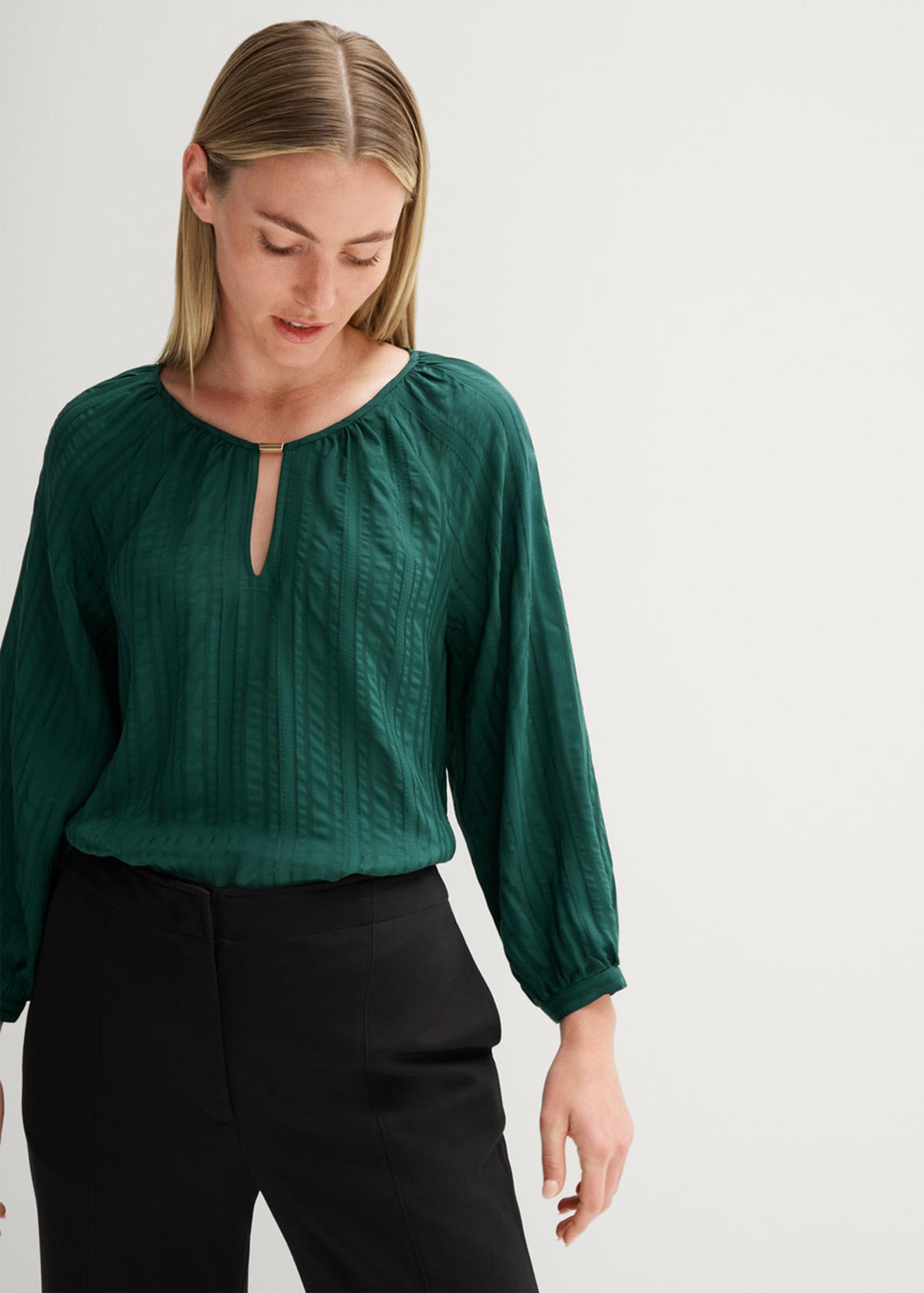 Jacquard Stripe Blouse | Woolworths.co.za