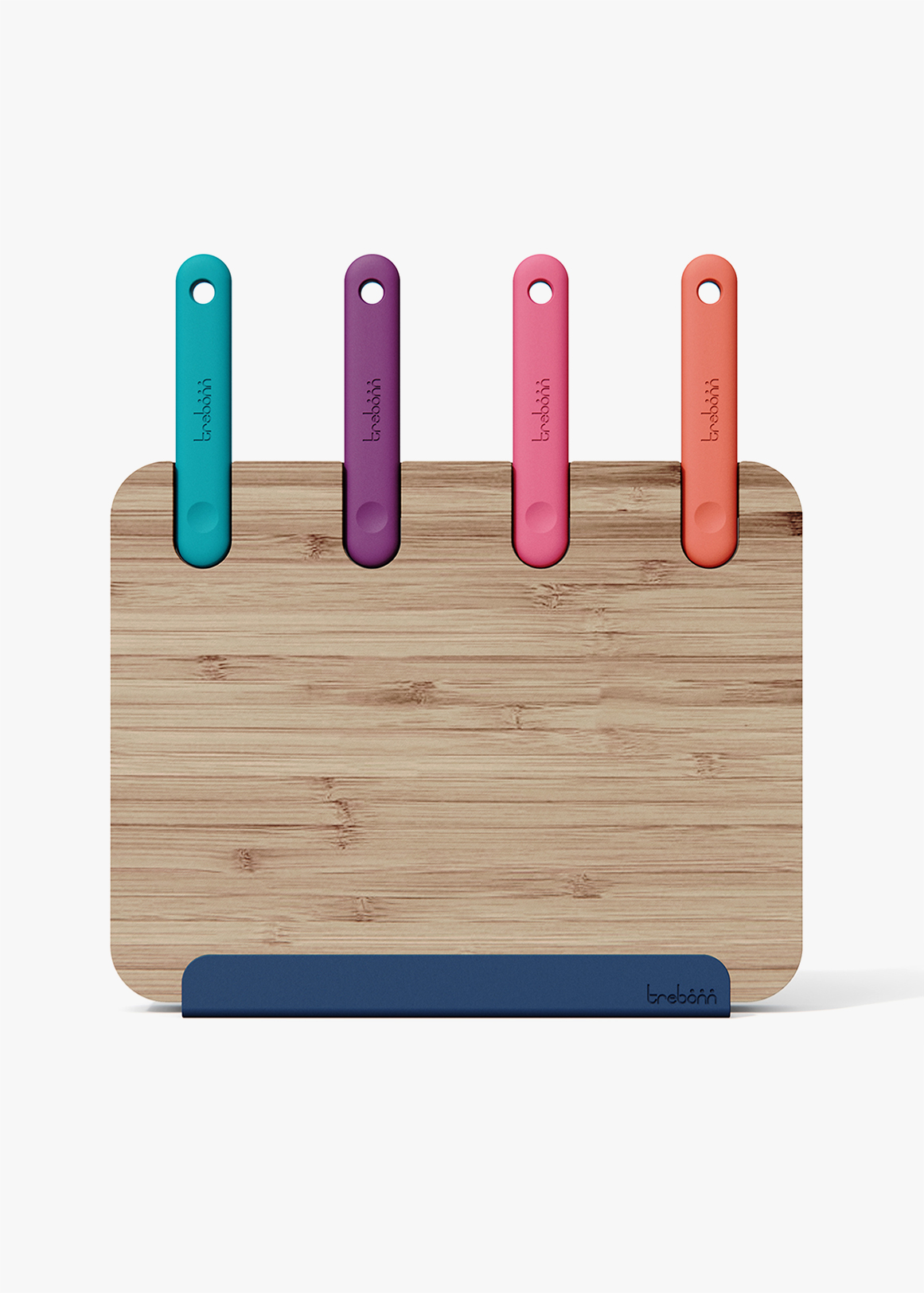 Japanese Stainless Steel Knives in Bamboo Block Cutting Board 4 Piece