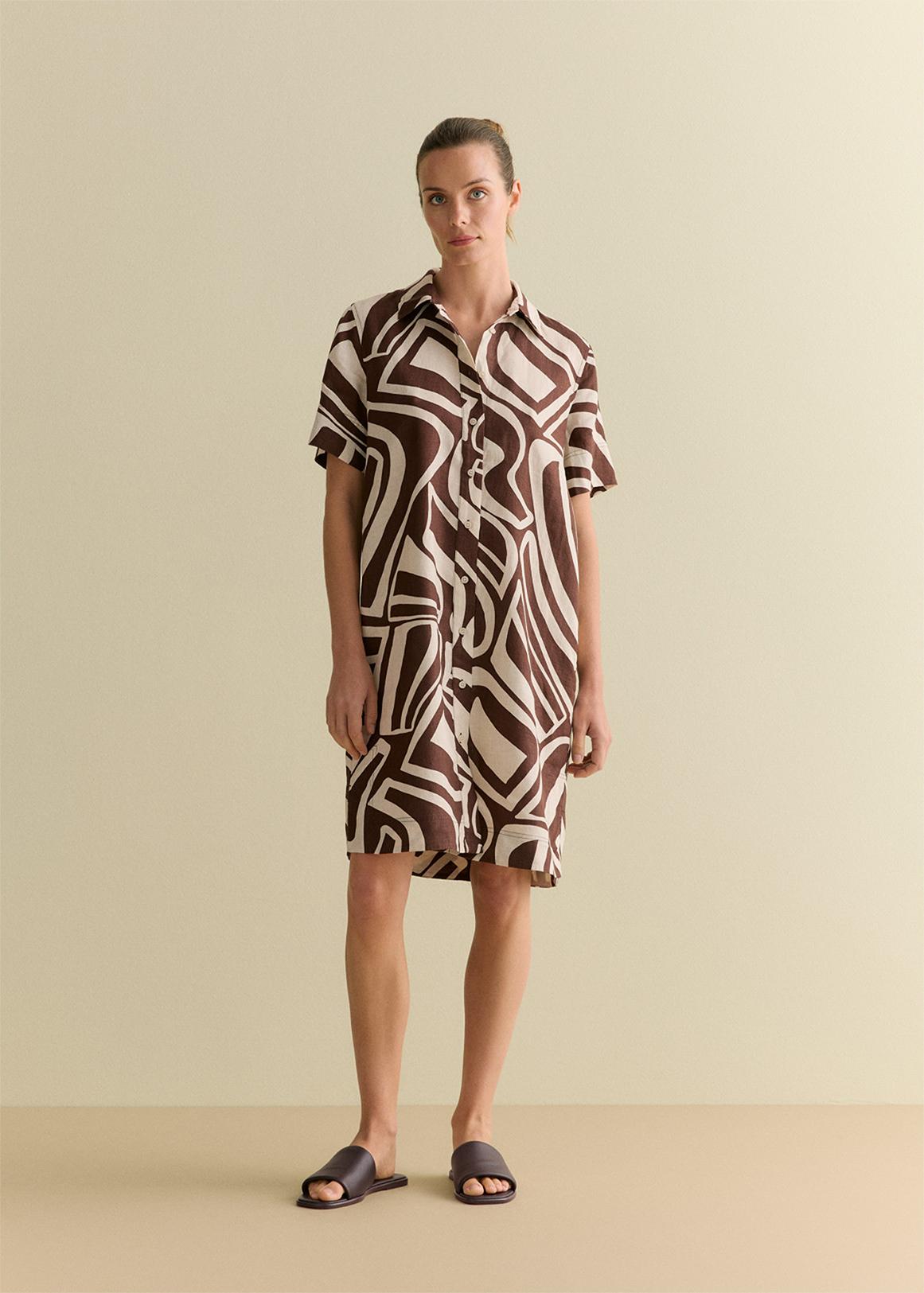 Kai Linen Short Sleeve Shift Dress