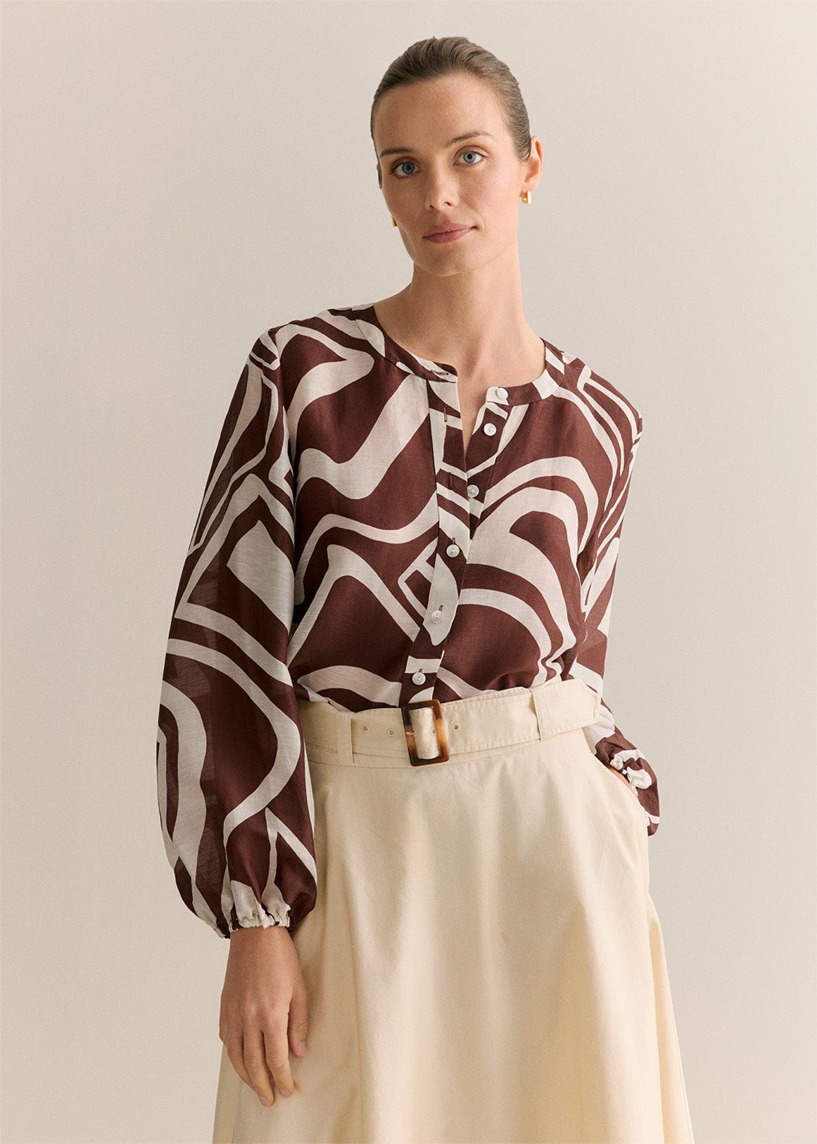 Kai Linen Silk Long Sleeve Blouse