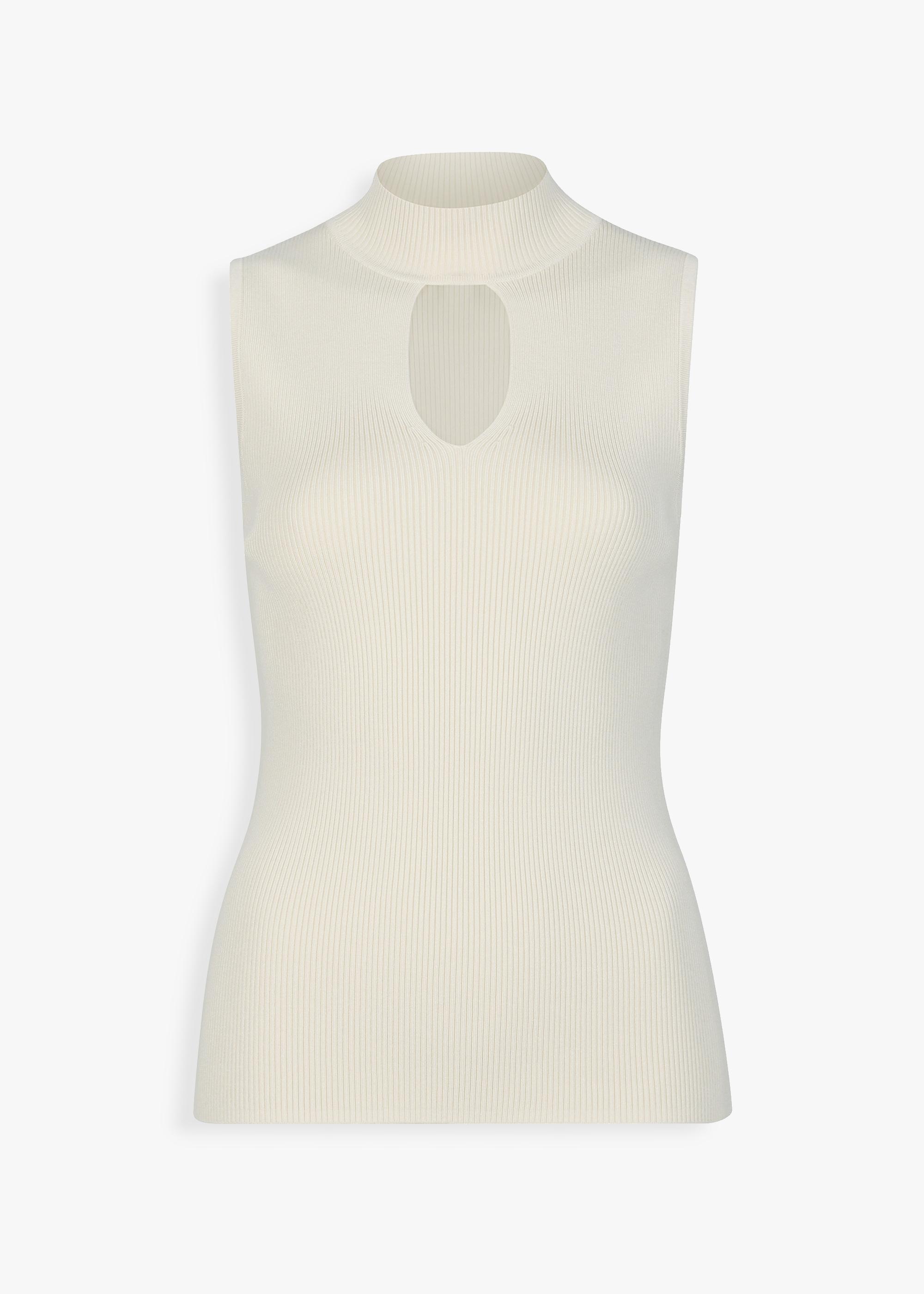 Sleeveless knit top with keyhole neckline - Floral blots - Plus