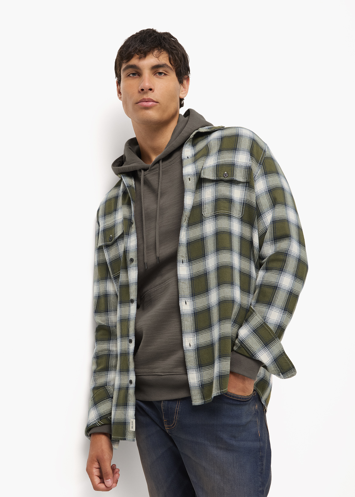 Khaki Check Cotton Shirt