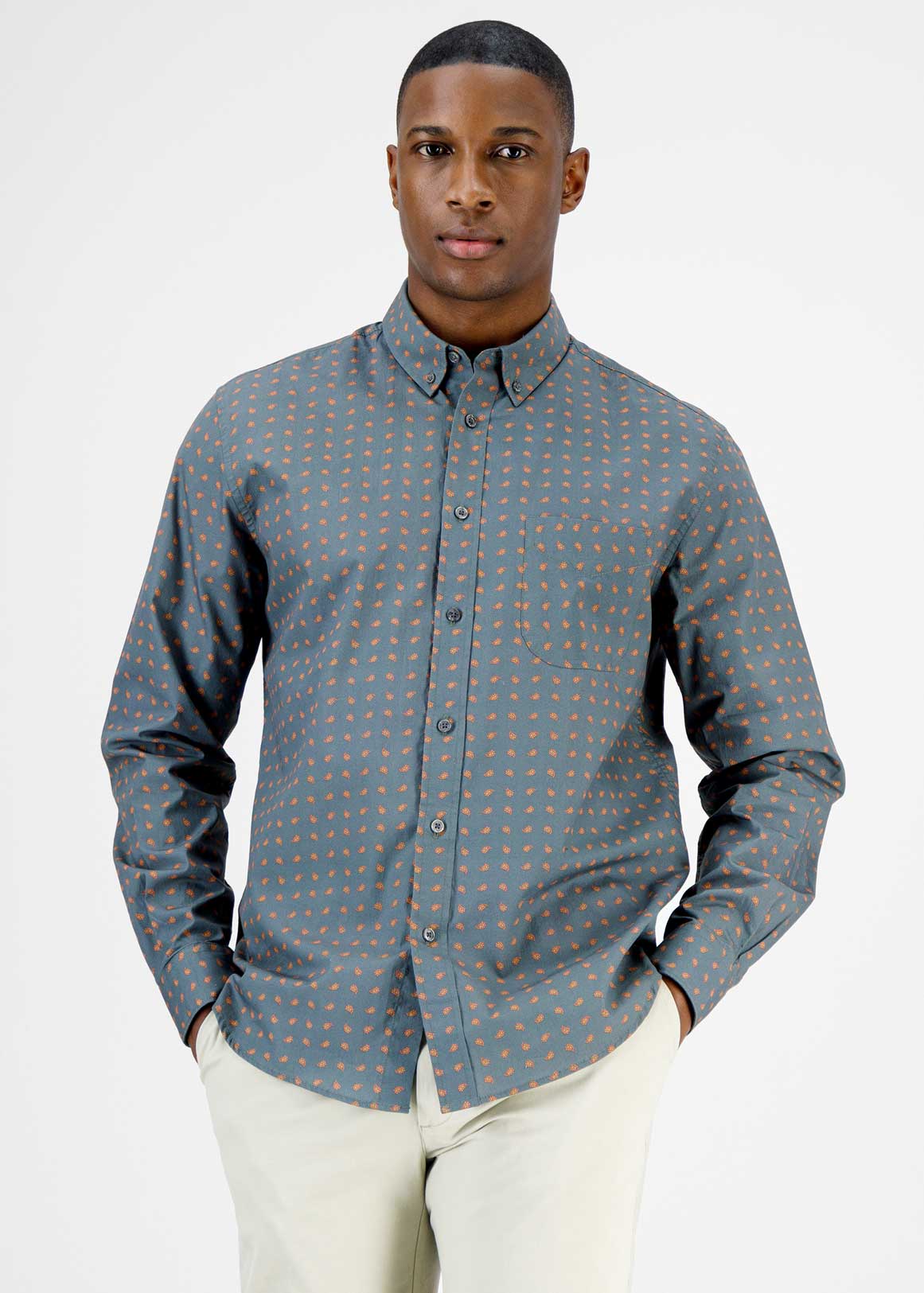Khaki Paisley Cotton Shirt | Woolworths.co.za