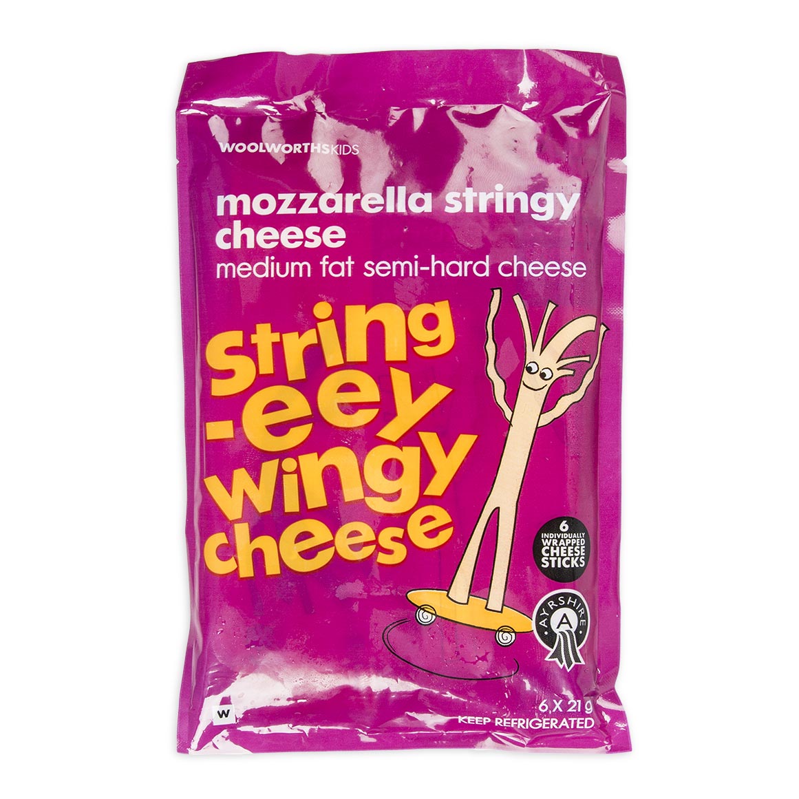 Kids Ayrshire Mozzarella Stringy Cheese 6 x 21 g | Woolworths.co.za