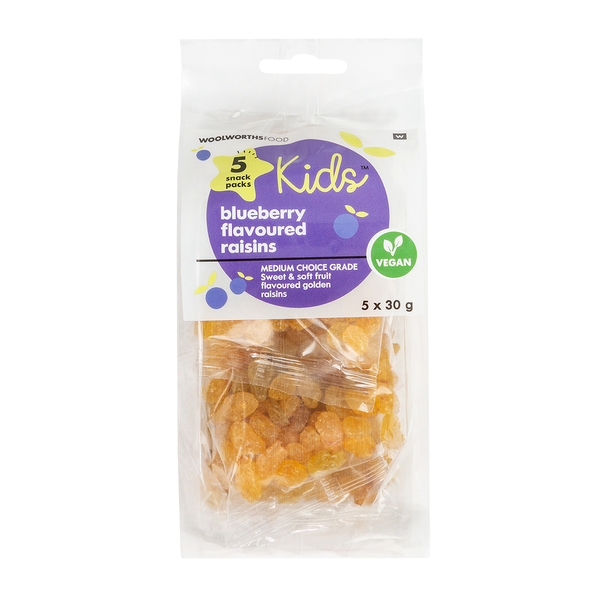Kids™ Blueberry Flavoured Raisins 5 x 30 g | Woolworths.co.za