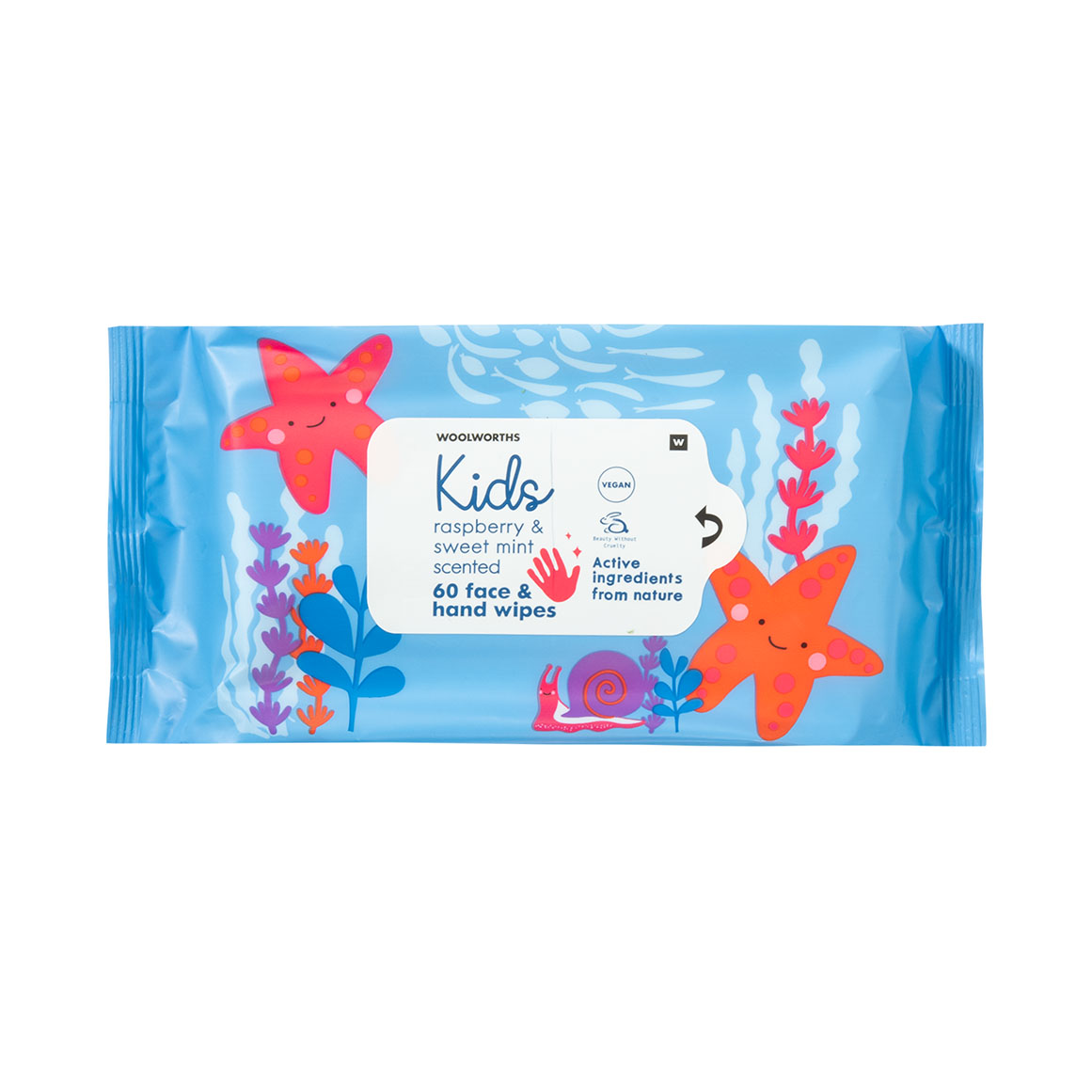 Kids Raspberry and Sweet Mint Scented Alcohol Free Wipes 60 pcs Woolworths.co.za