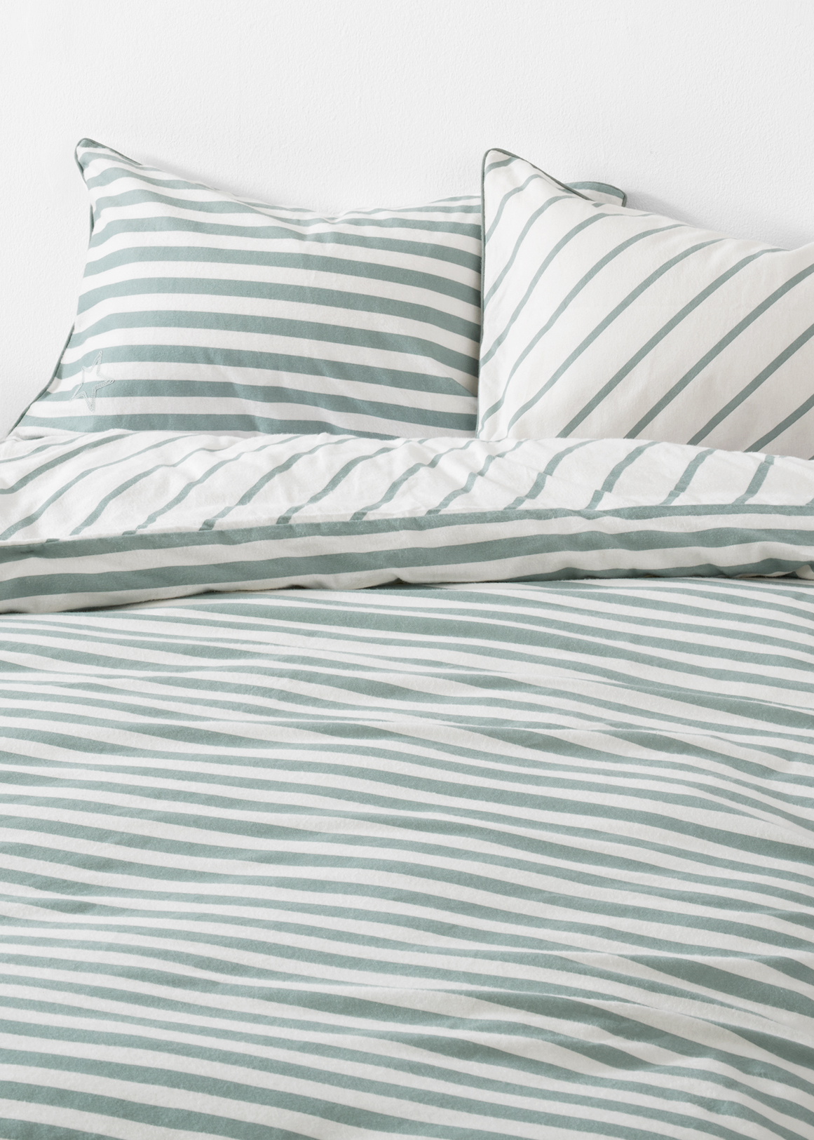 Kids Stripe Print Brushed Cotton Duvet Cover Set