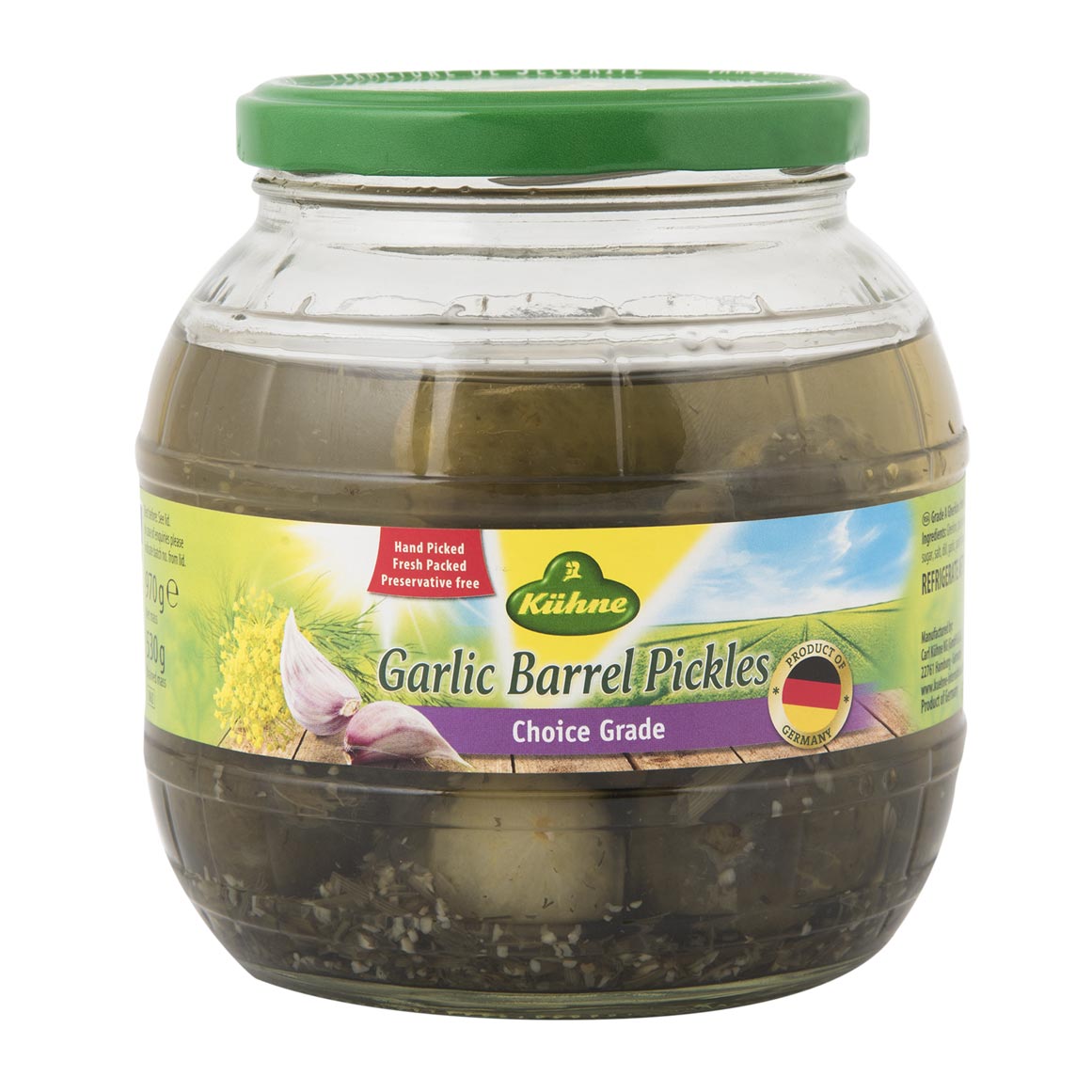 Kuhne Garlic Barrel Pickles 970 g
