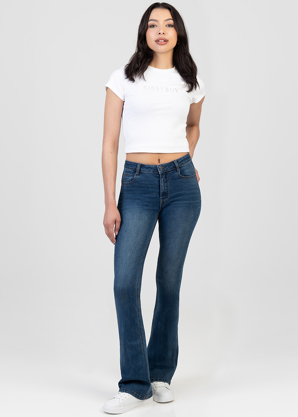 LEAH Mid Waist Bootleg Jeans