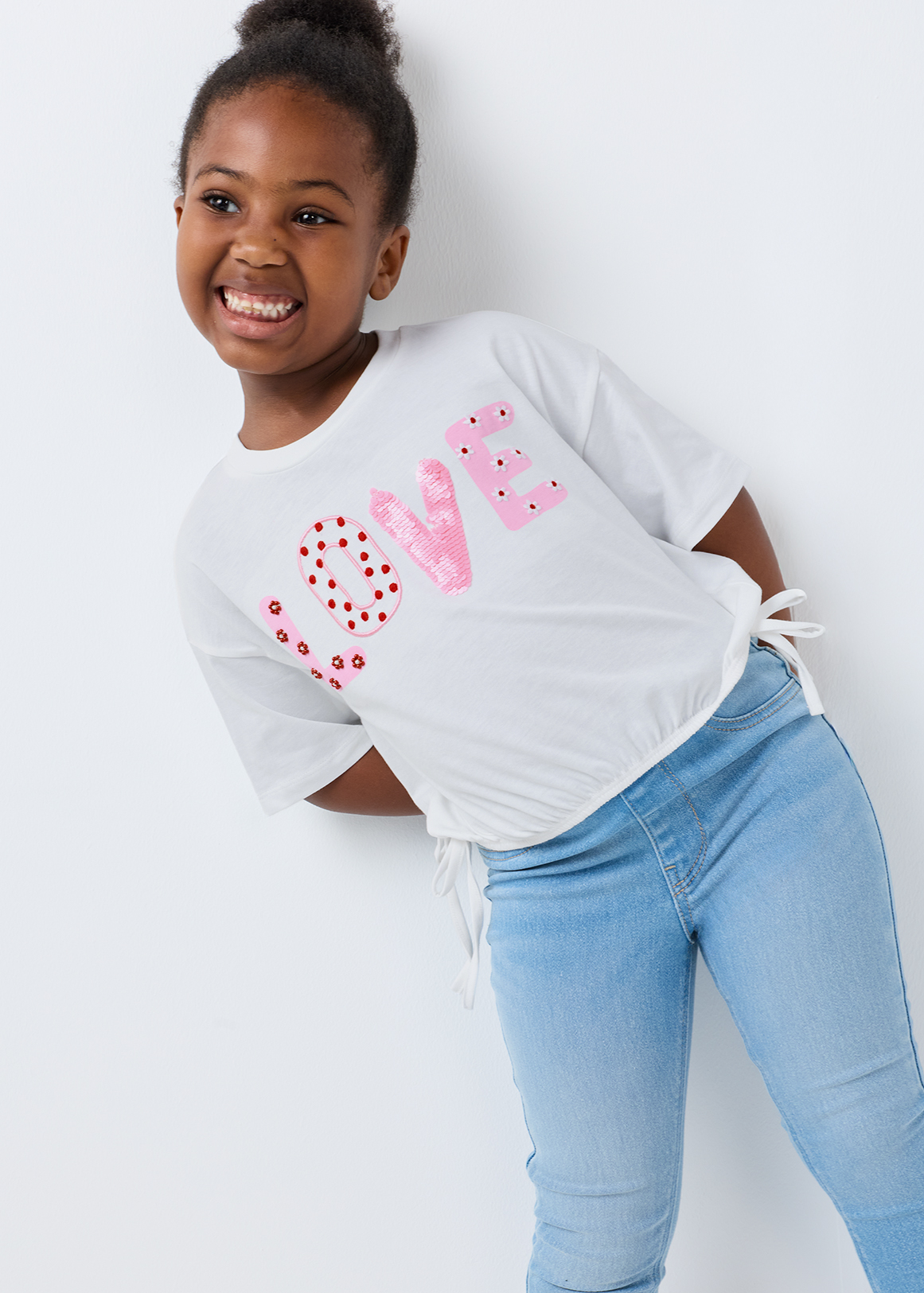 LOVE Elasticised Hem Cotton T-shirt