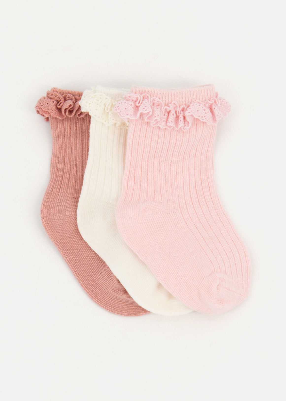Lace Cotton Rich Socks 3-Pack