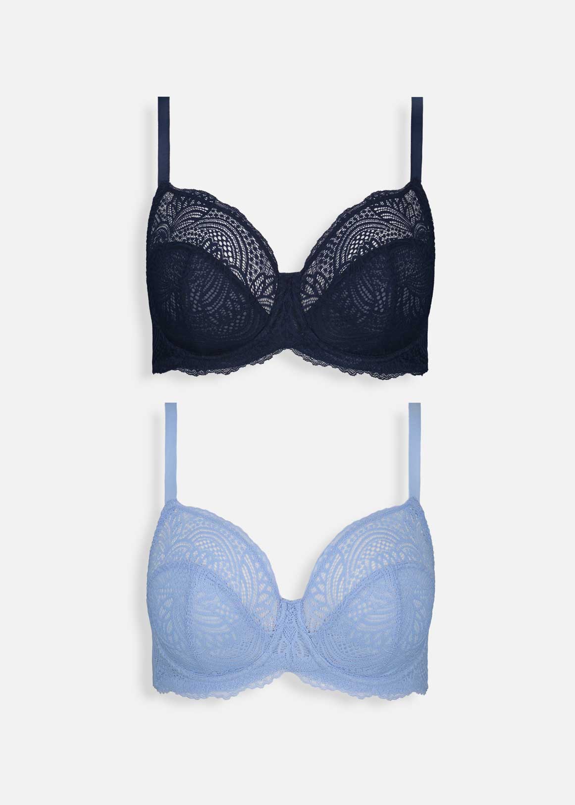 3 Pack DD+ Textured Lace Padded Bras