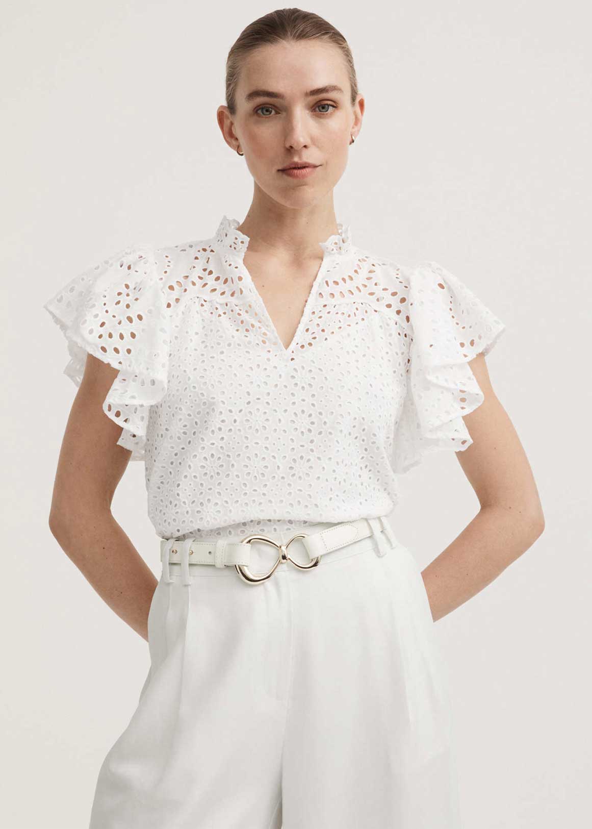 Lace Frill Sleeve Blouse | Woolworths.co.za