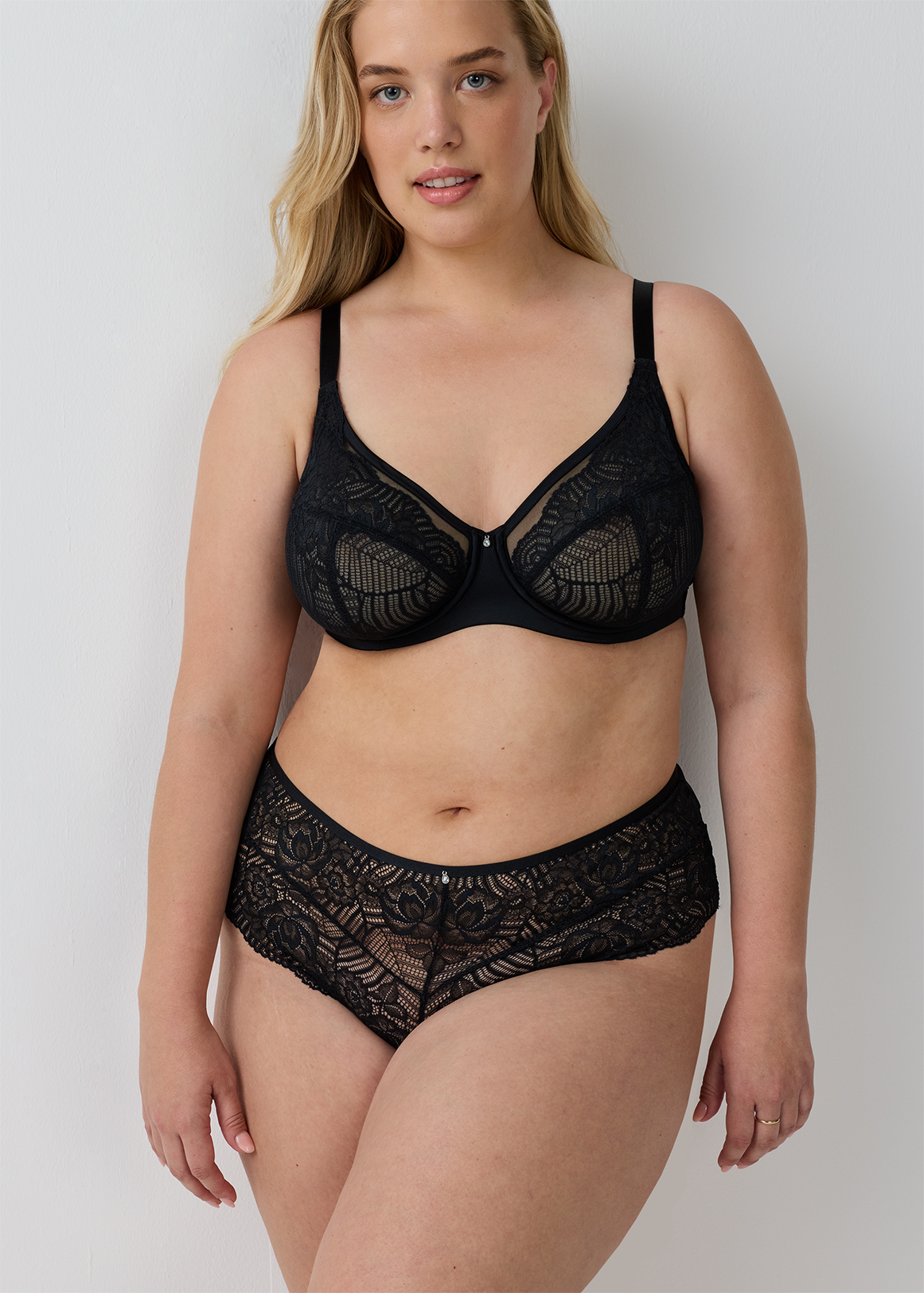 Lace Mesh Non Padded Underwire Balconette Bra C - F