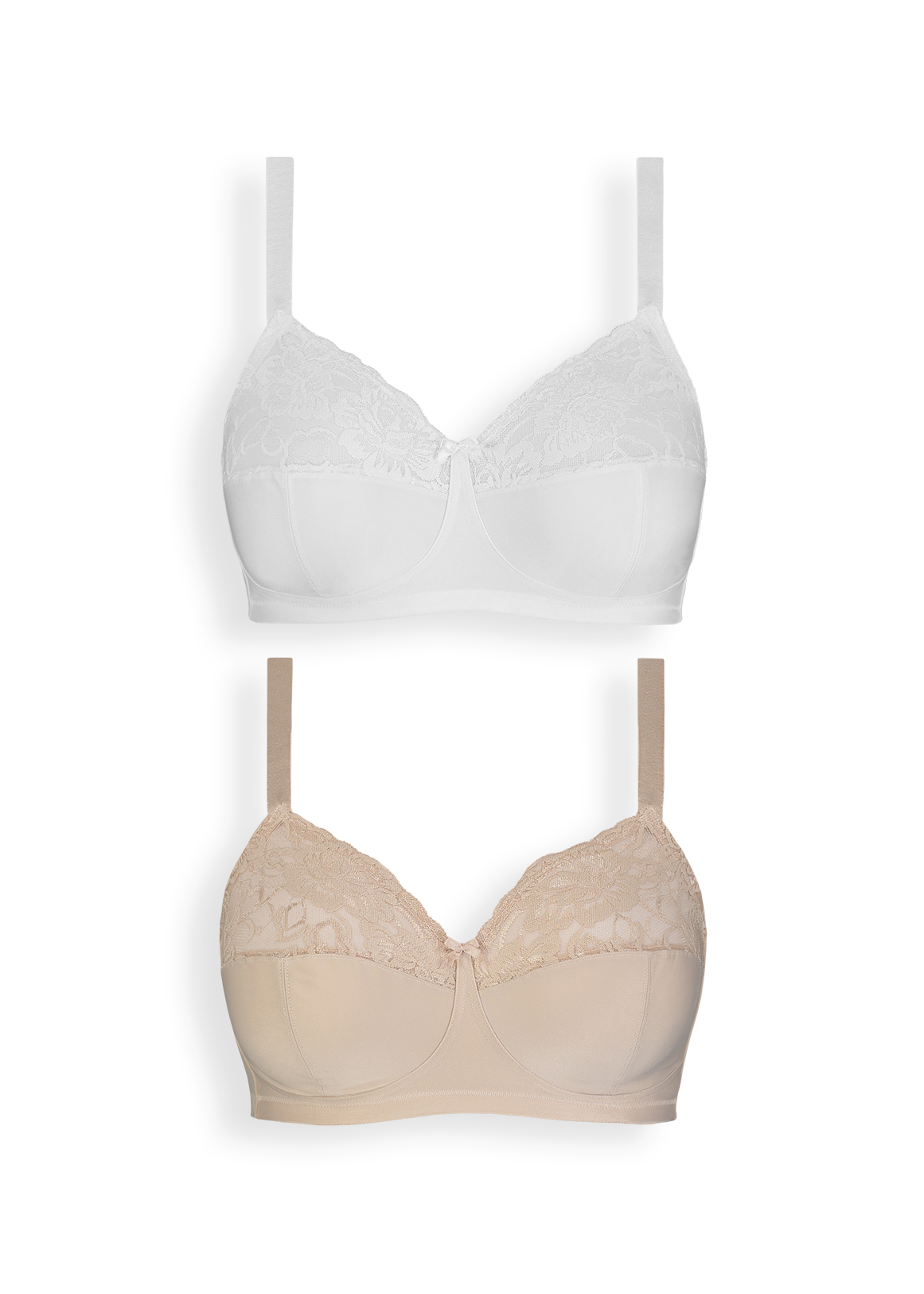 Lace Non Padded Non Wire Full Cup Bras 2 Pack