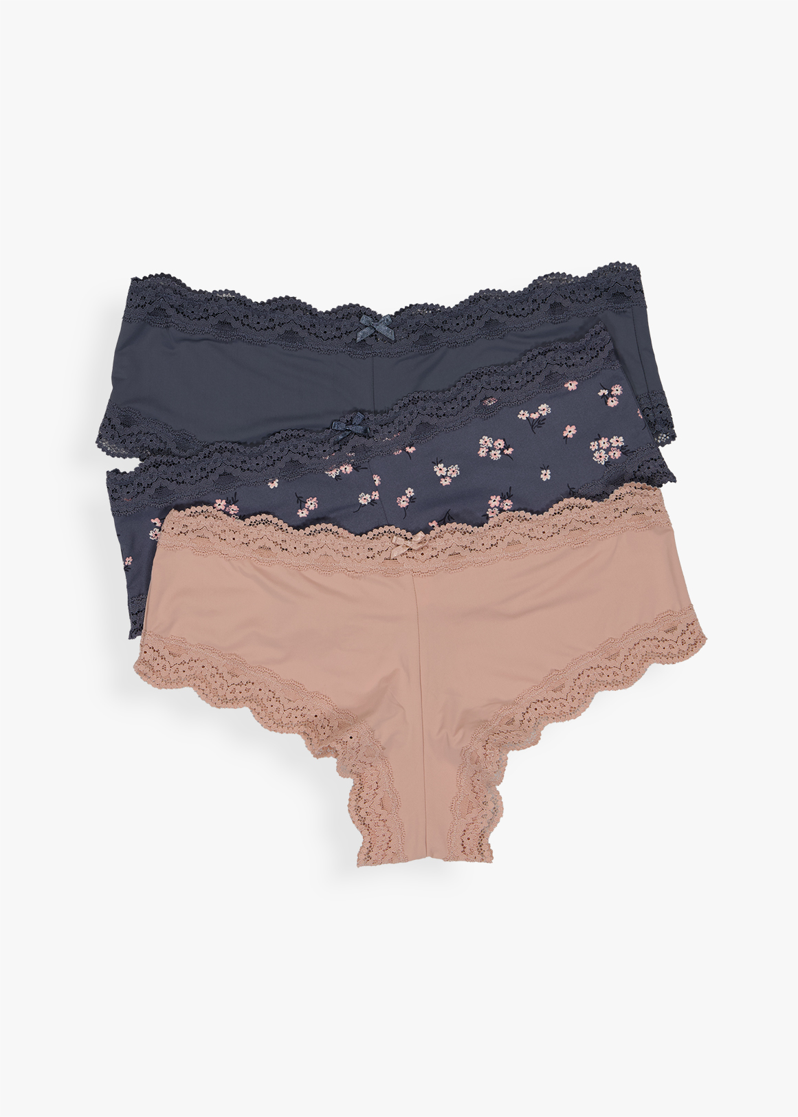 Lace Trim Stretch Hipsters 3 Pack