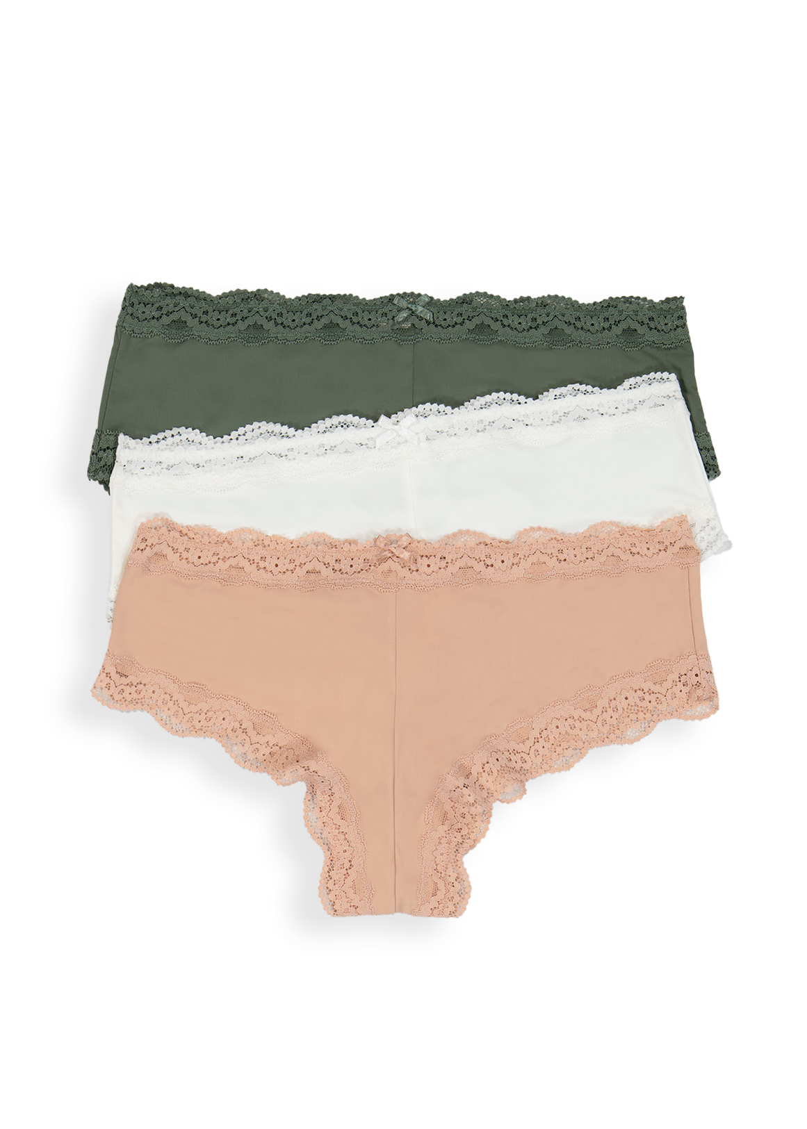 Lace Trim Stretch Hipsters 3 Pack