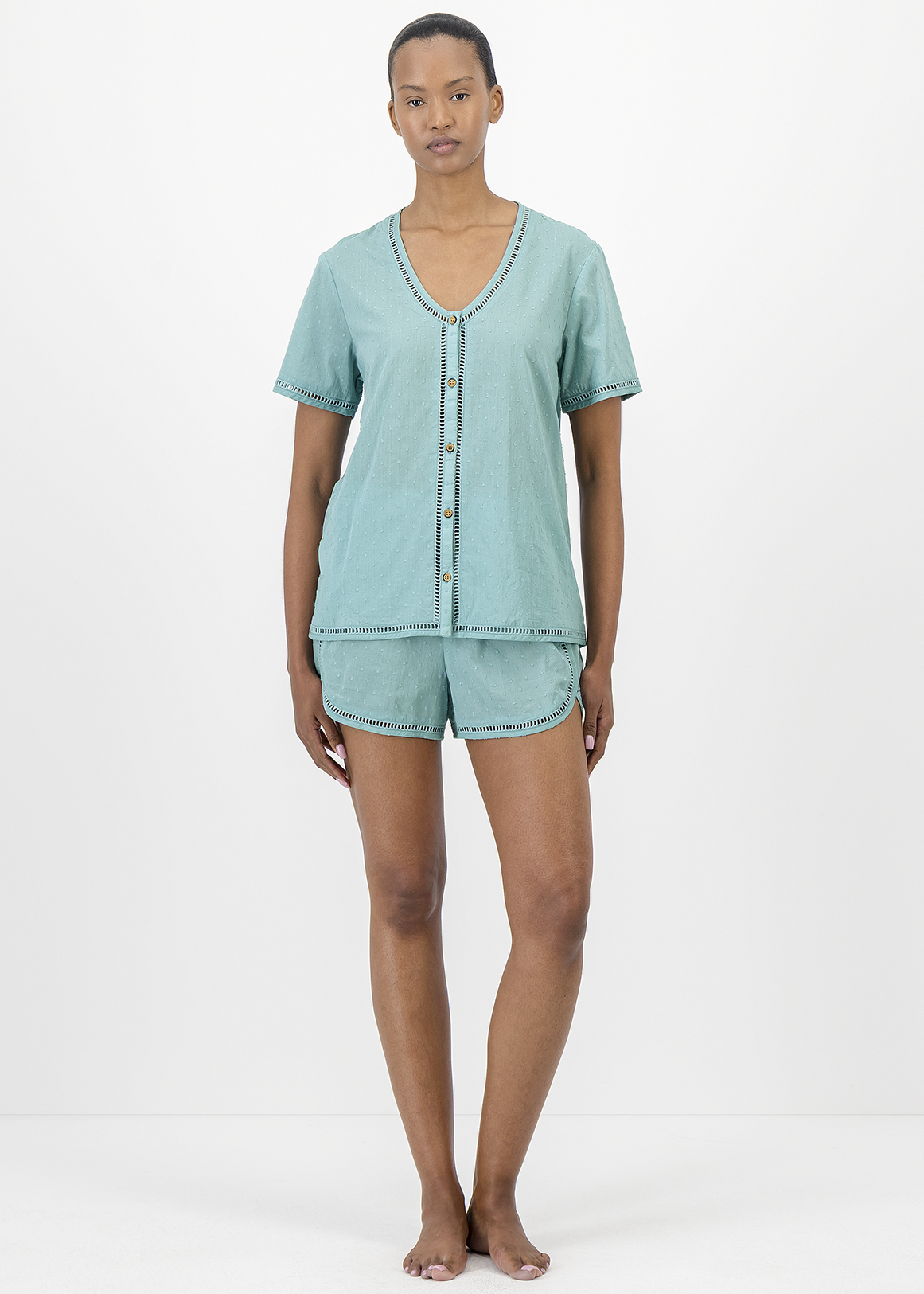 Ladder Lace Cotton Pyjamas