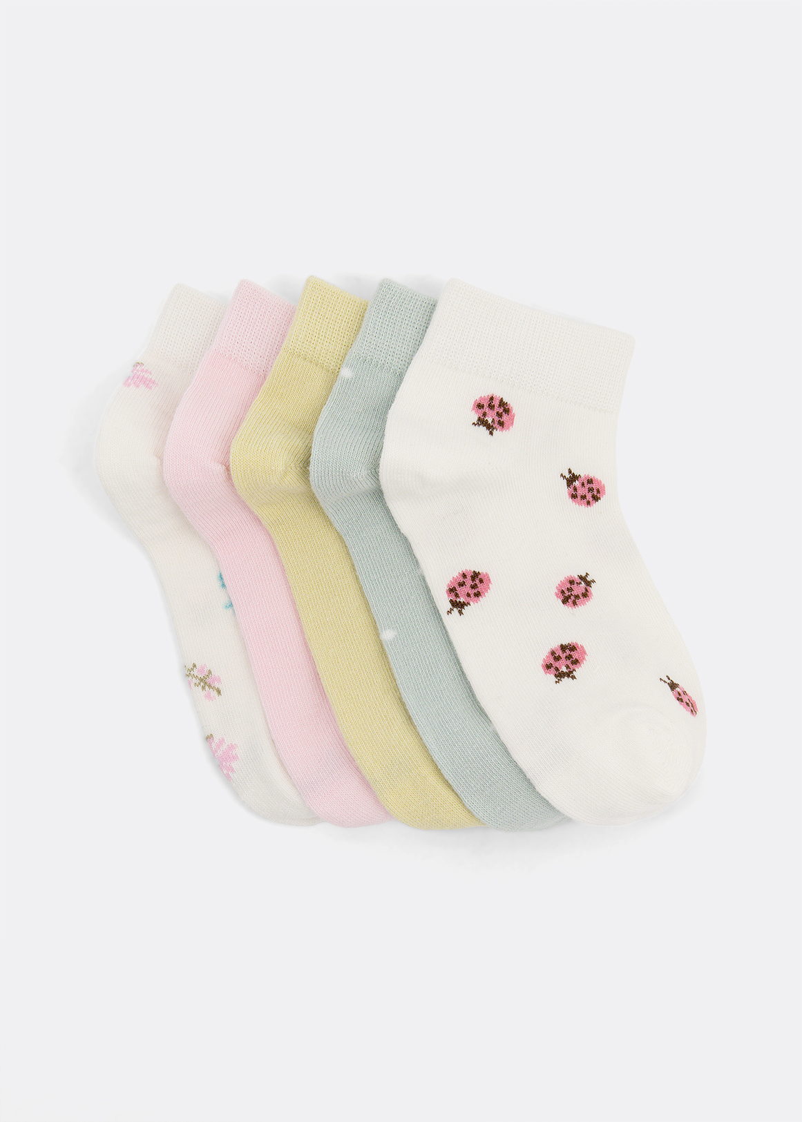 Lady Bug Cotton Rich Socks 5 Pack