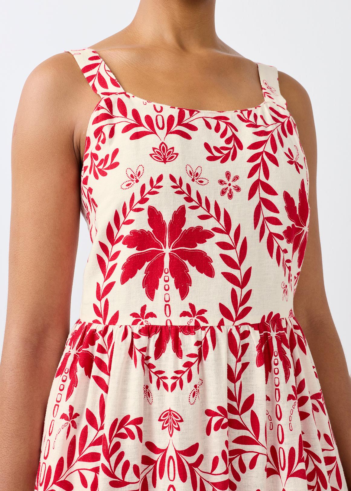 Leaf Print Strappy Linen Blend Midi Dress | Woolworths.co.za Leaf Print Strappy Linen Blend Midi Dress | Woolworths.co.za