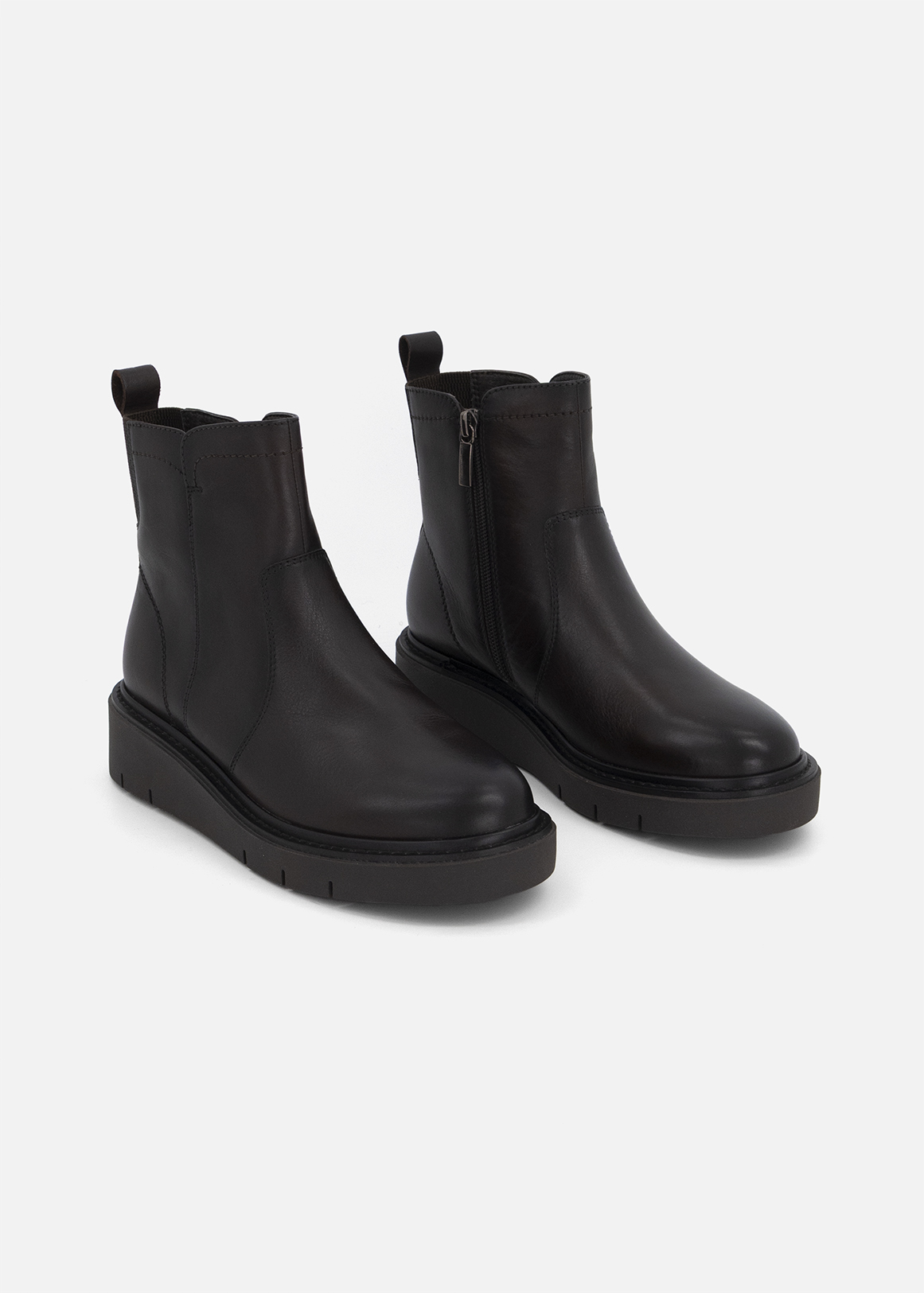 Leather Wedge Ankle Boots