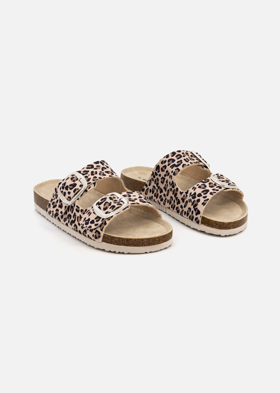 Leopard Print Double Buckle Mules