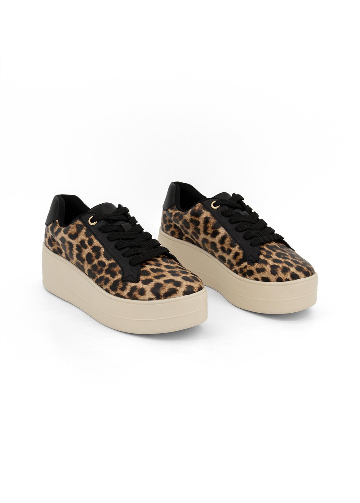 Leopard Print Platform Lace-up Sneakers