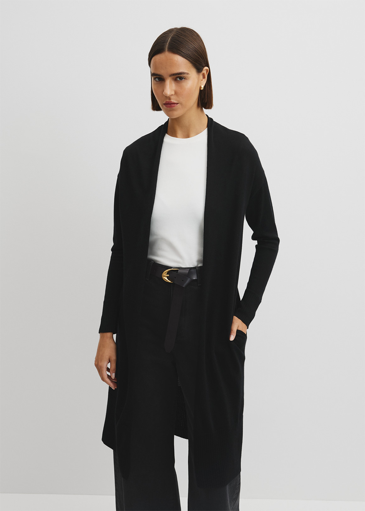 Lightweight Merino Wool Longline Cardigan
