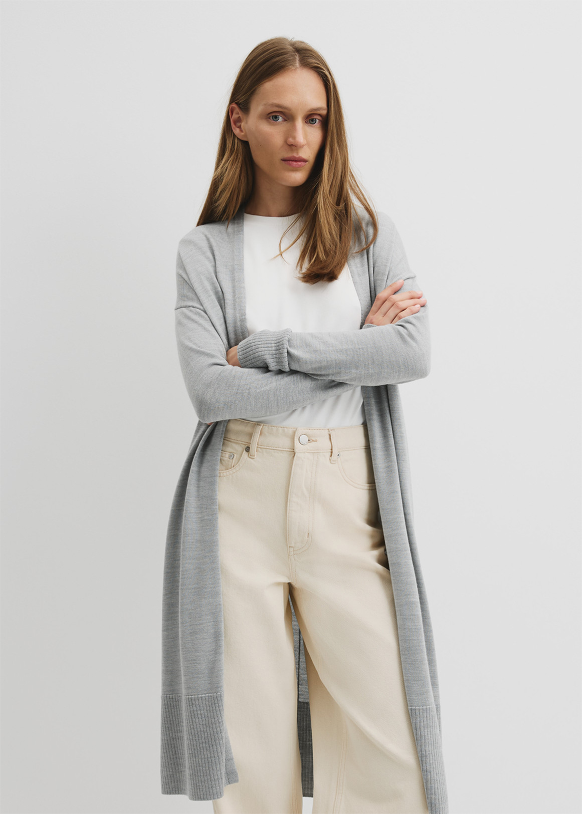 Lightweight Merino Wool Longline Cardigan