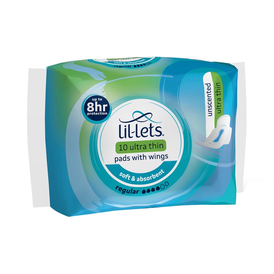 Lil-lets Ultra Thin Regular Unscented Pads 10 pk