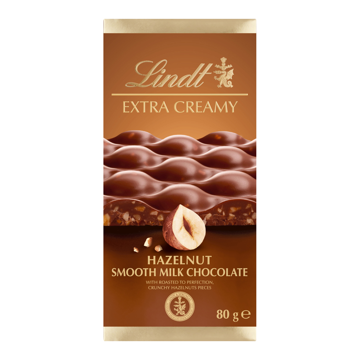 Lindt Extra Creamy Hazelnut Smooth Milk Chocolate Slab 80 g