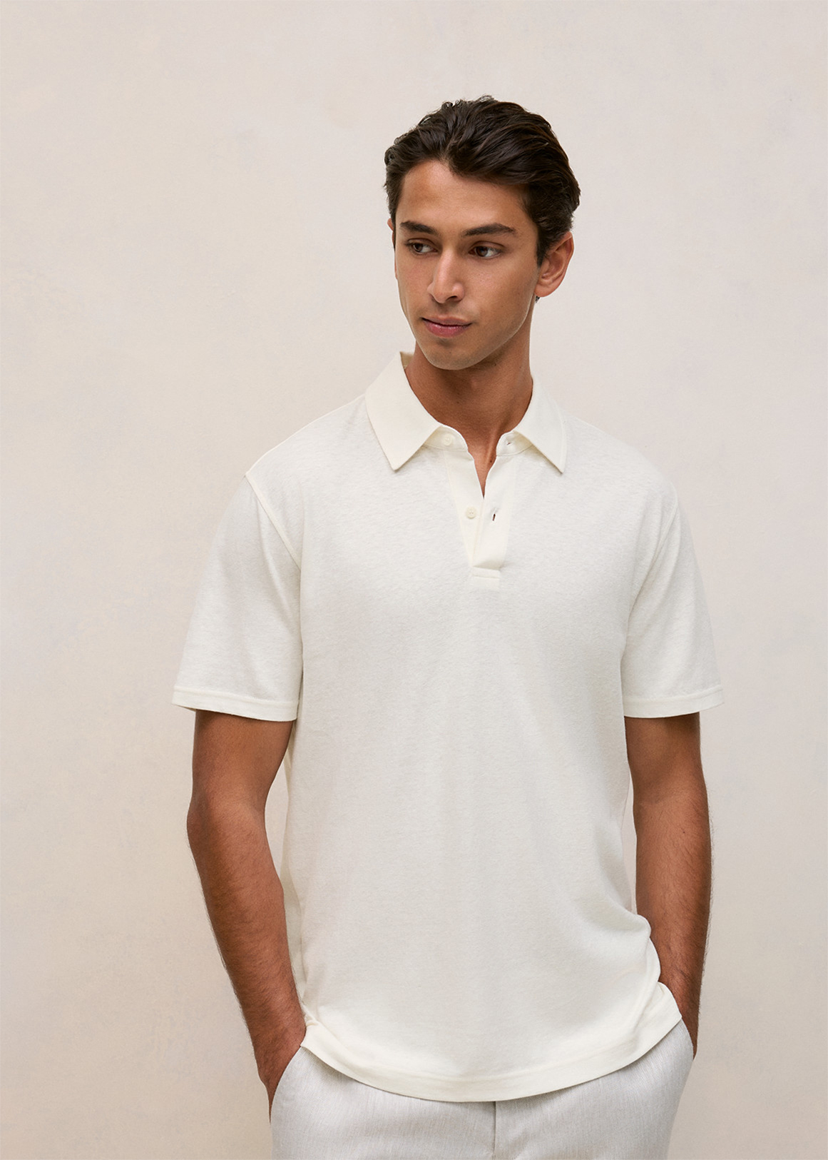 Linen Cotton Jersey Polo
