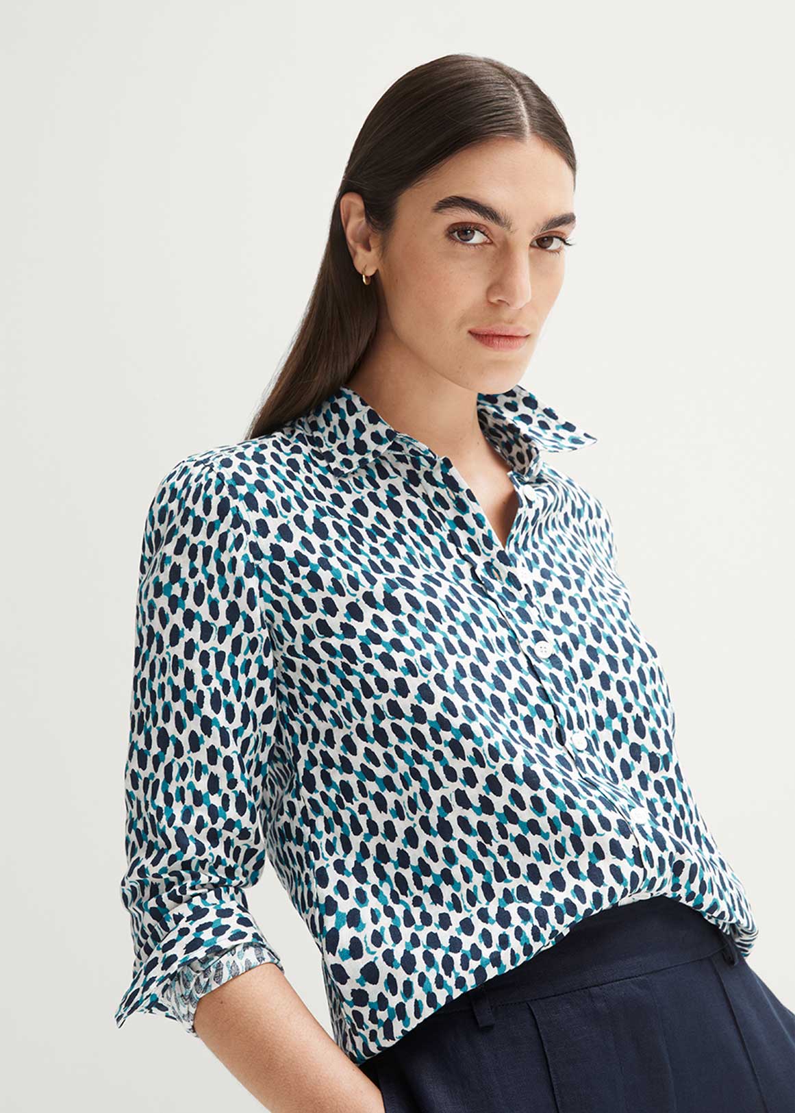 Linen Overlay Spot Print Shirt | Woolworths.co.za
