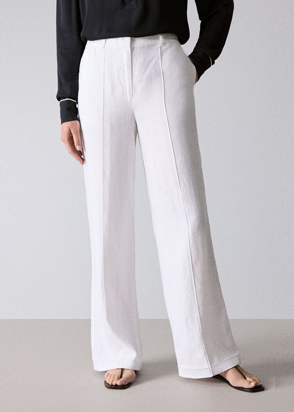 Linen Pintuck Detail Wide Leg Pant | Woolworths.co.za