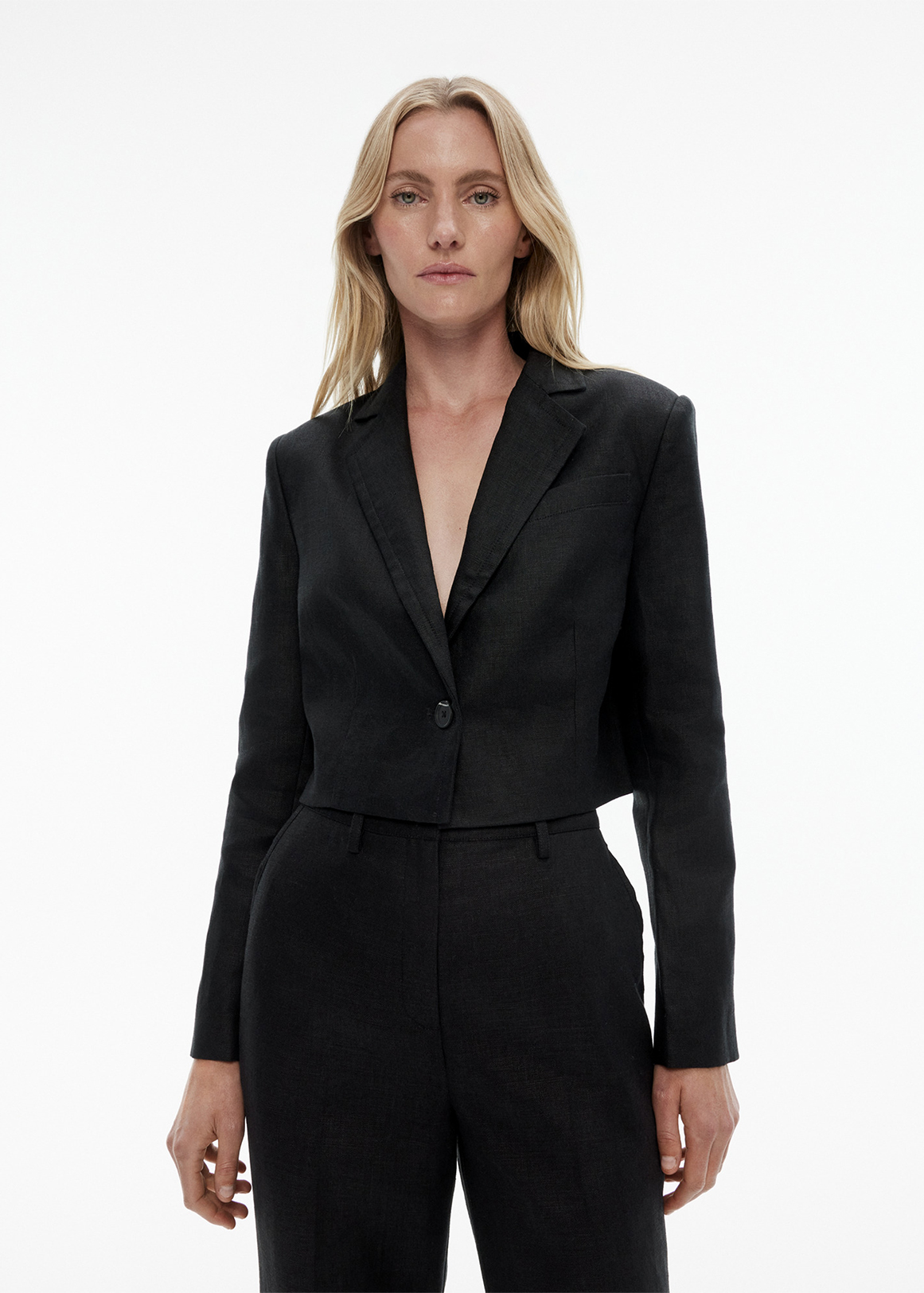 Linen Single-Breasted Cropped Blazer | Woolworths.co.za