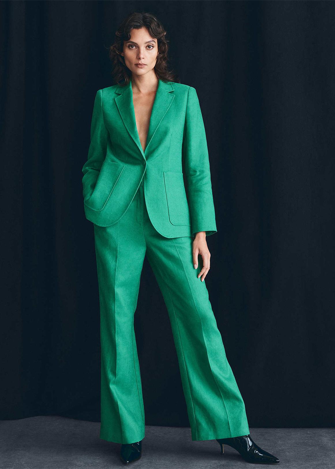 Viridian Green Cotton Seam Detail Blouse - Women's Long Sleeve Shirts