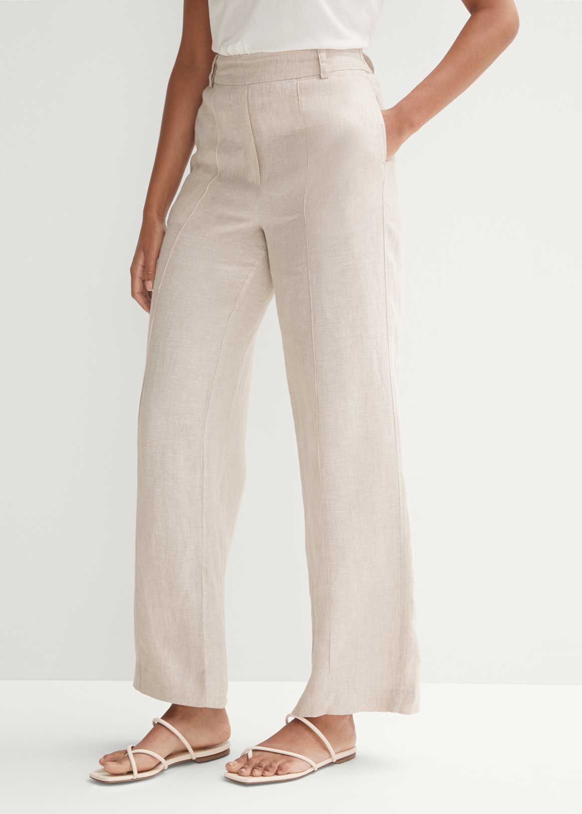 Linen Yarn Dyed Wide Leg Pull On Pant | Woolworths.co.za