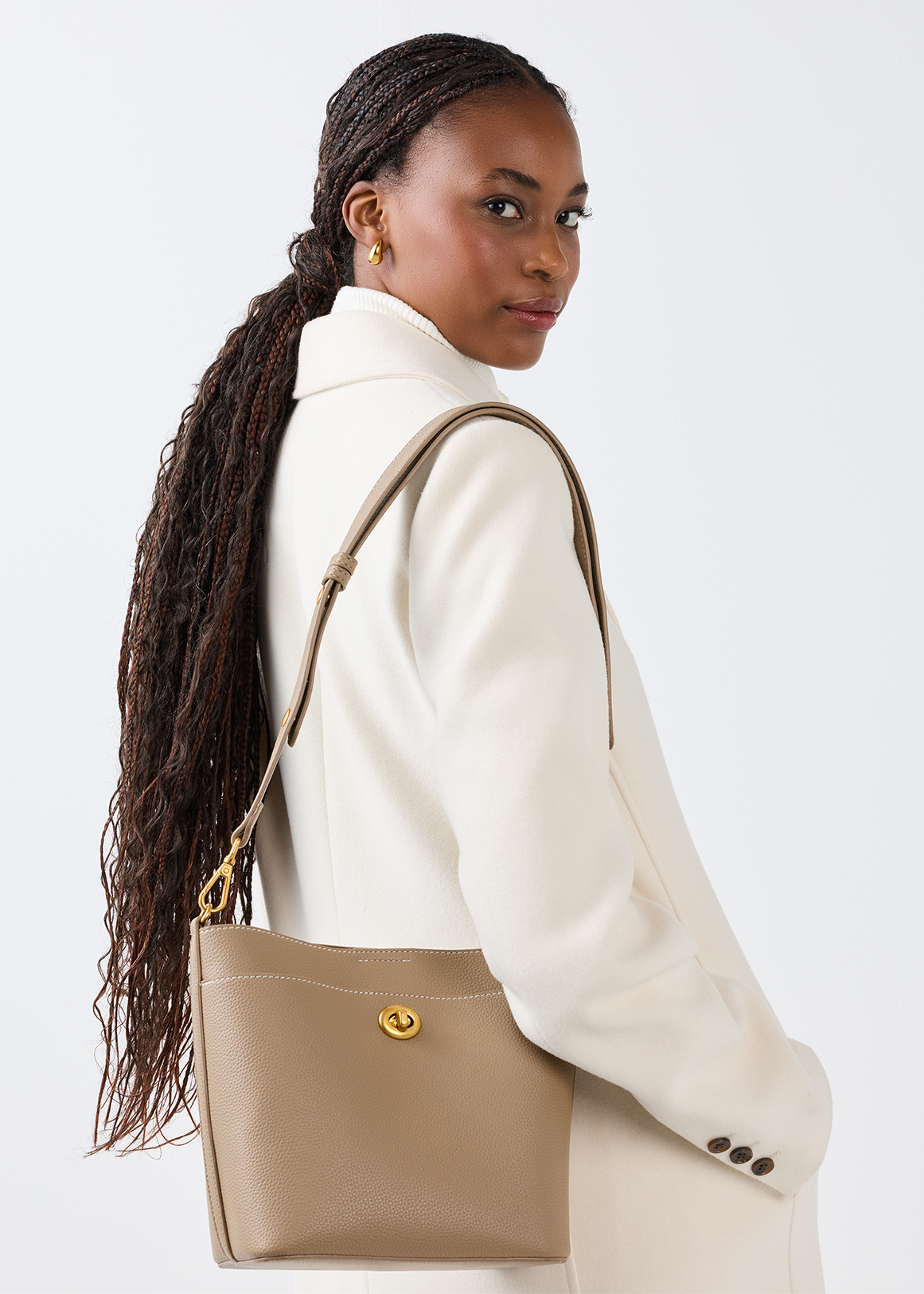 Lock Detail Bucket Bag