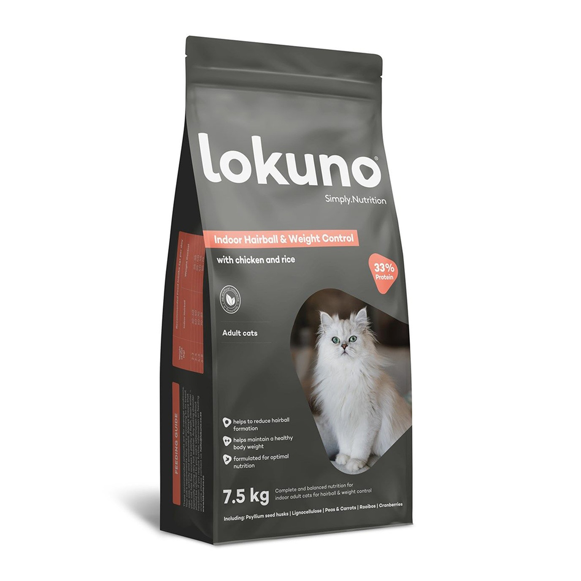 Lokuno Indoor Hairball & Weight Control With Chicken and Rice Cat Food 2 kg