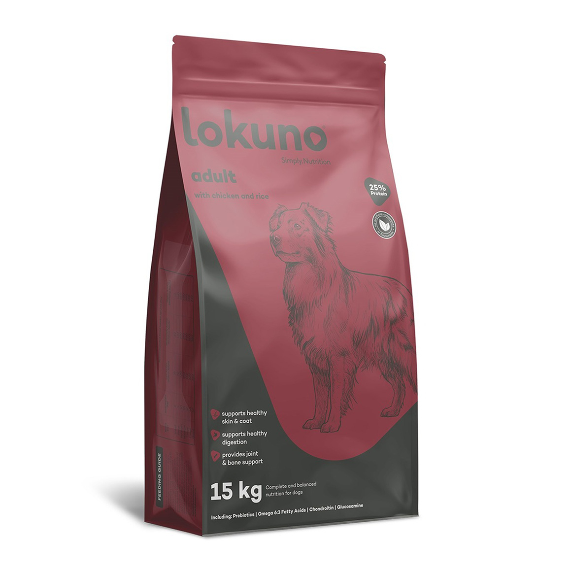 Lokuno with Chicken and Rice Adult Dog Food 15 kg