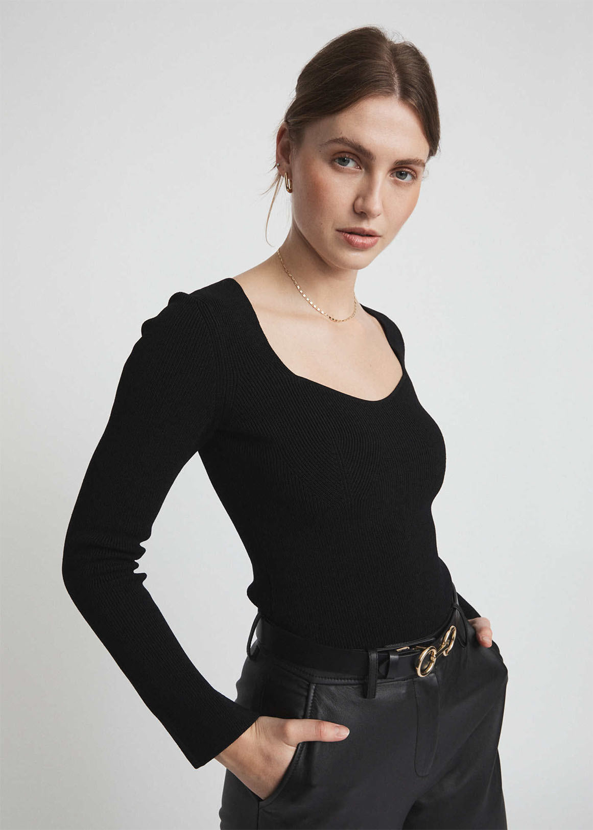 Long Sleeve Bustier Knit Top | Woolworths.co.za