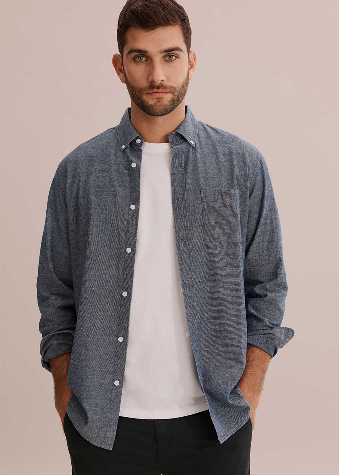 Long Sleeve Regular Chambray Shirt Woolworths.co.za