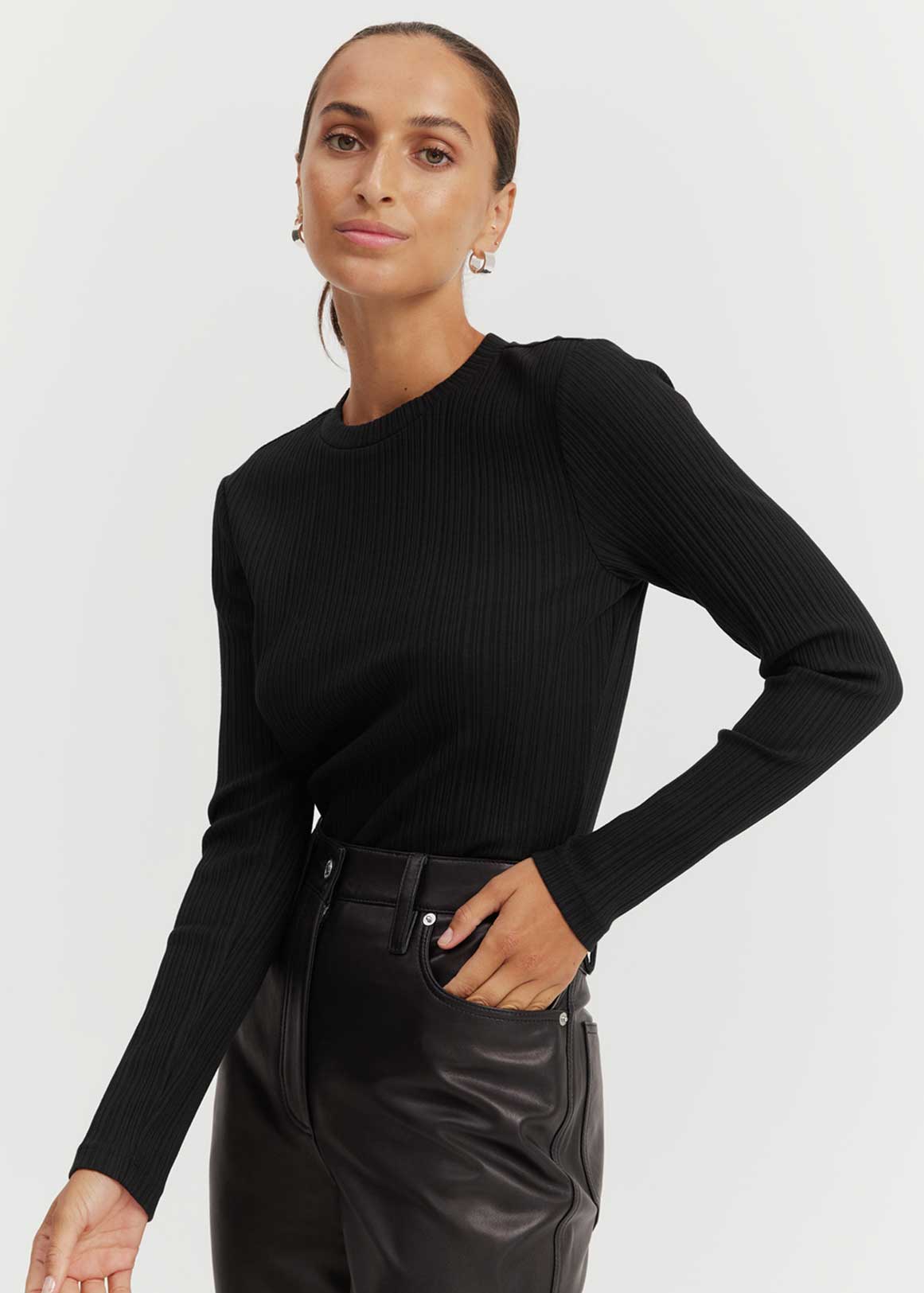 Long Sleeve Rib Top | Woolworths.co.za